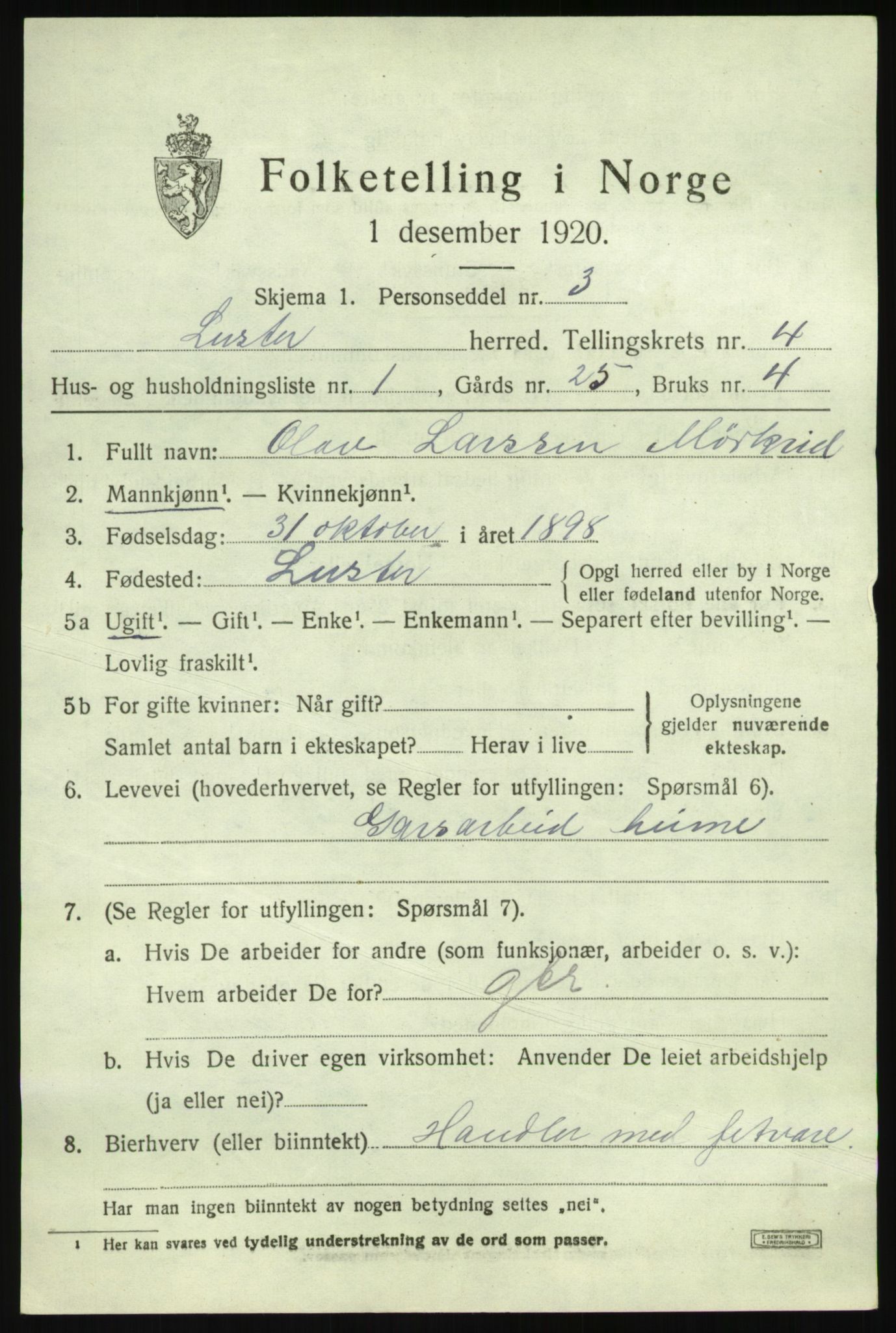 SAB, 1920 census for Luster, 1920, p. 2972