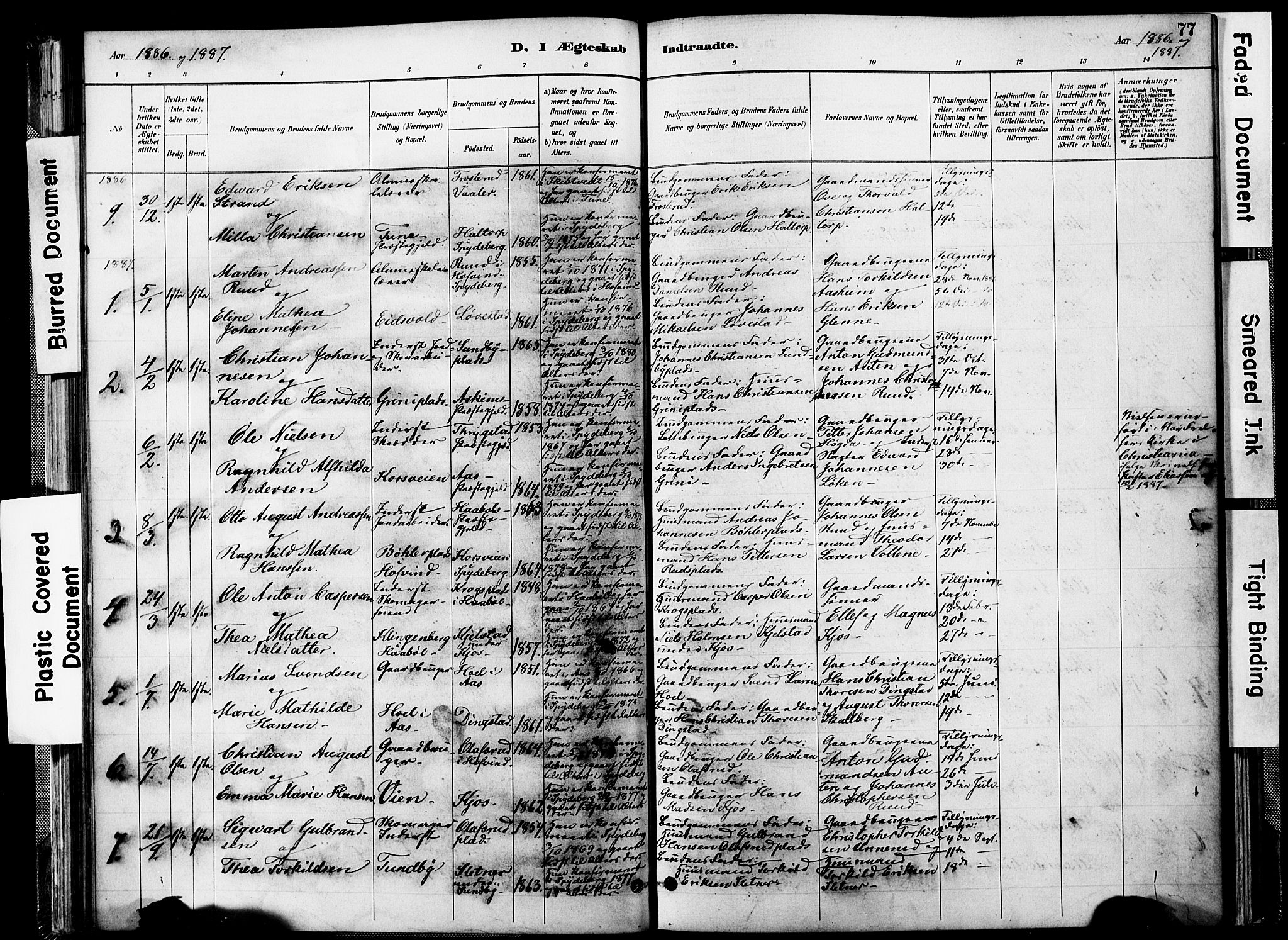 Spydeberg prestekontor Kirkebøker, SAO/A-10924/F/Fa/L0008: Parish register (official) no. I 8, 1886-1900, p. 77