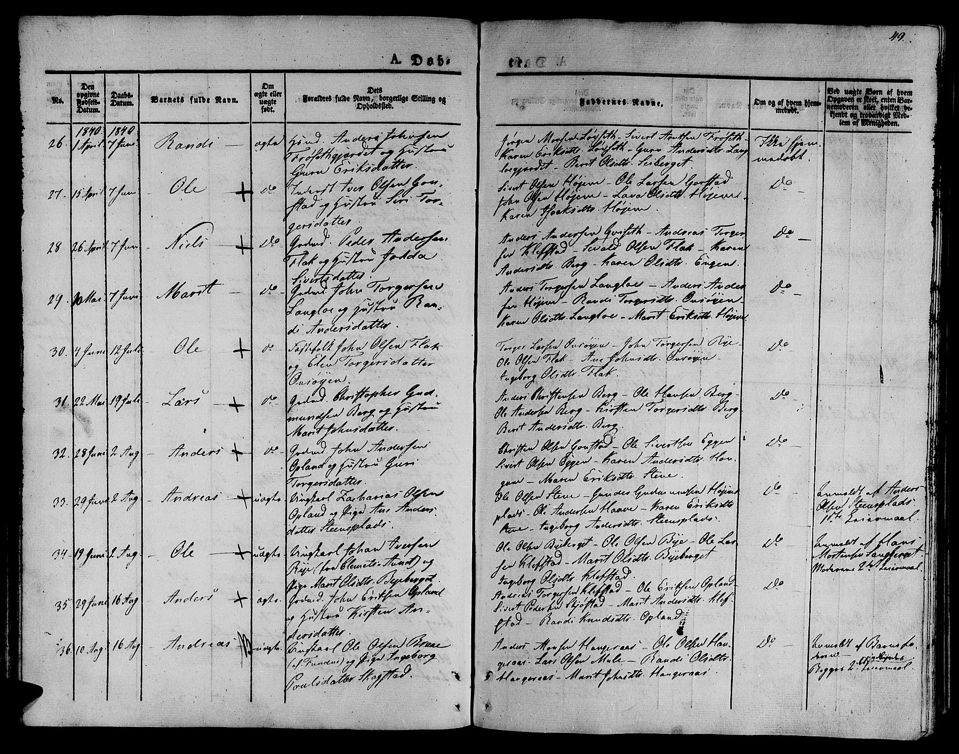 Ministerialprotokoller, klokkerbøker og fødselsregistre - Sør-Trøndelag, SAT/A-1456/612/L0374: Parish register (official) no. 612A07 /1, 1829-1845, p. 49