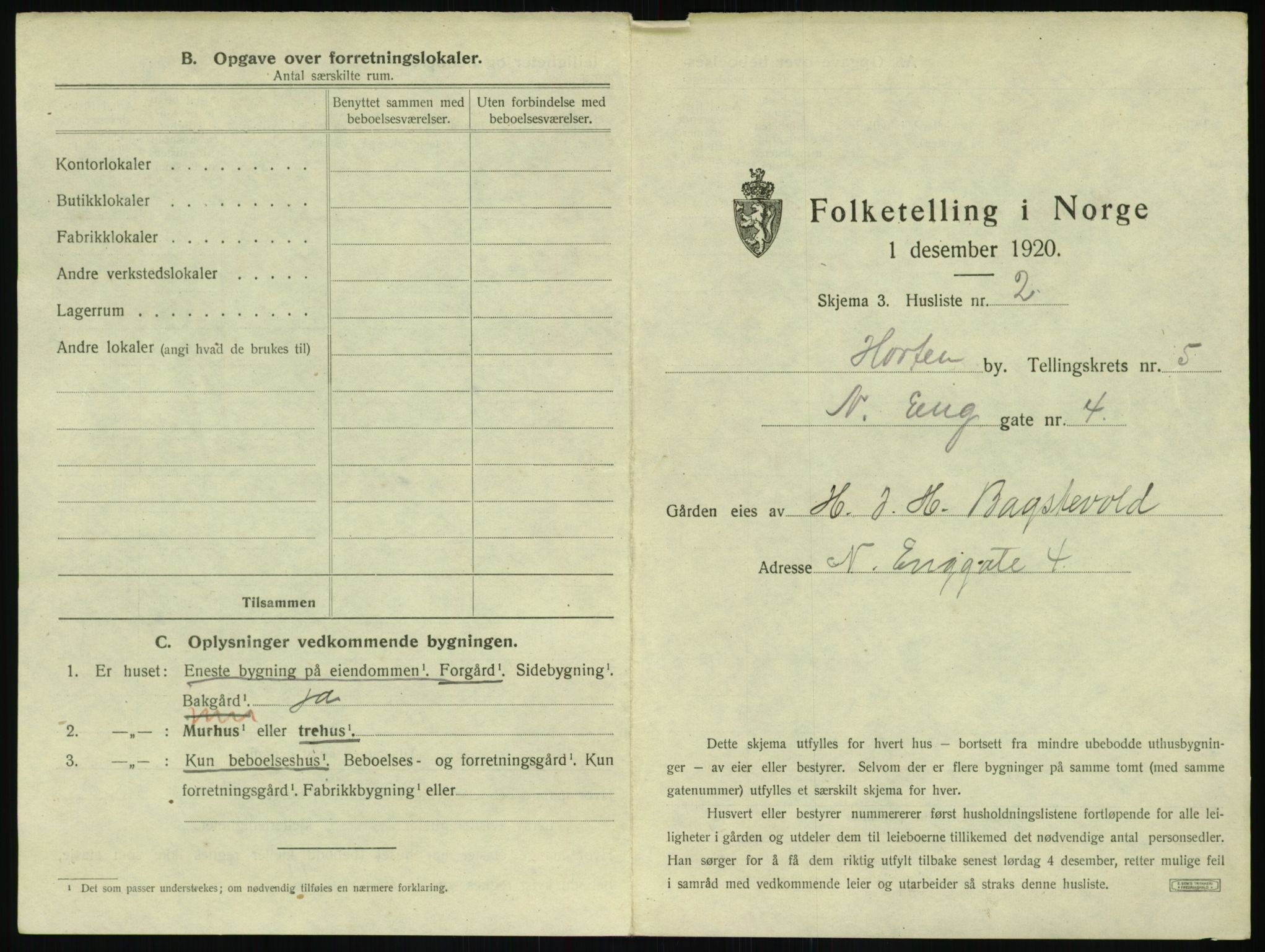 SAKO, 1920 census for Horten, 1920, p. 1541