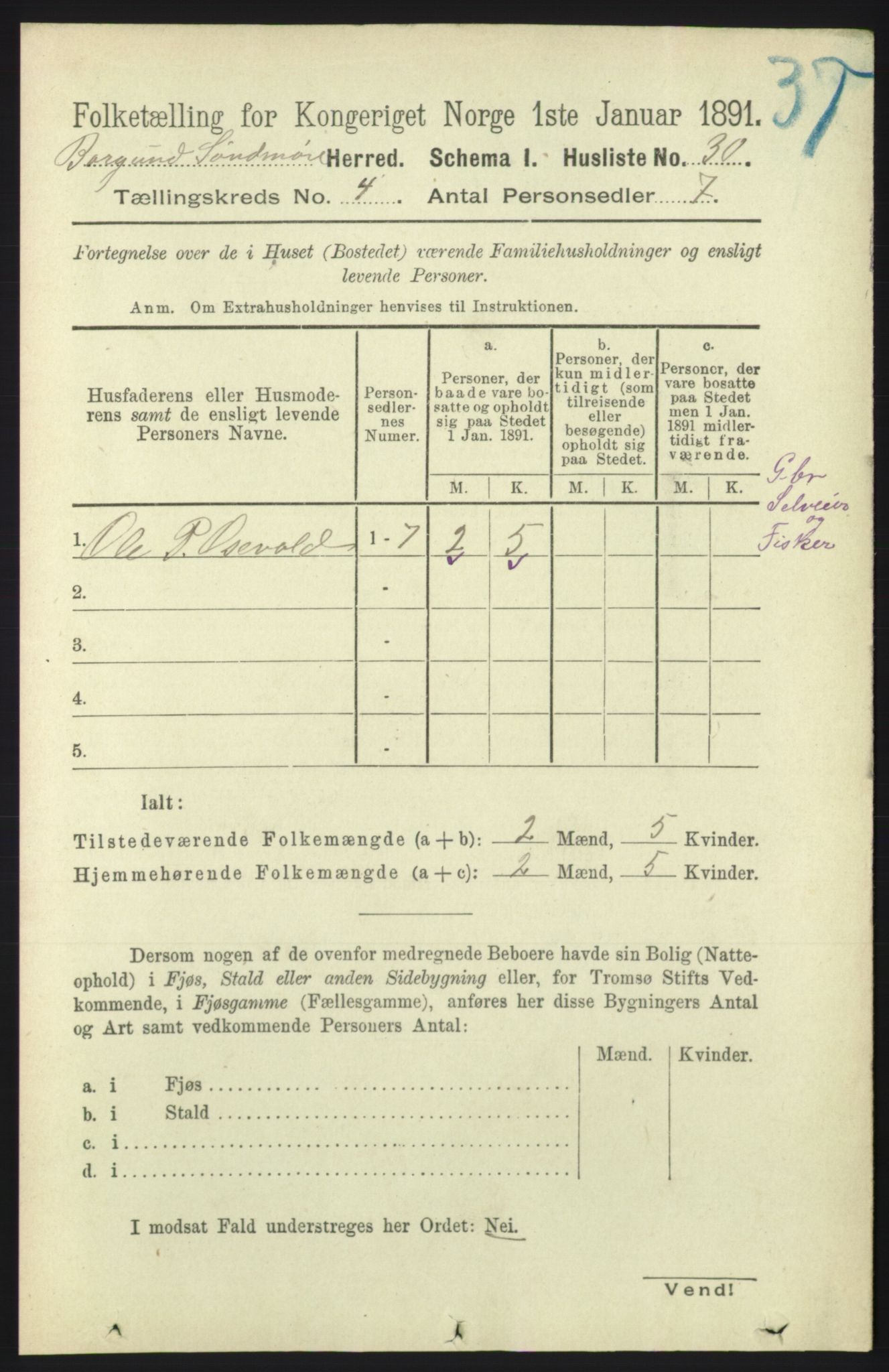 RA, 1891 census for 1531 Borgund, 1891, p. 989