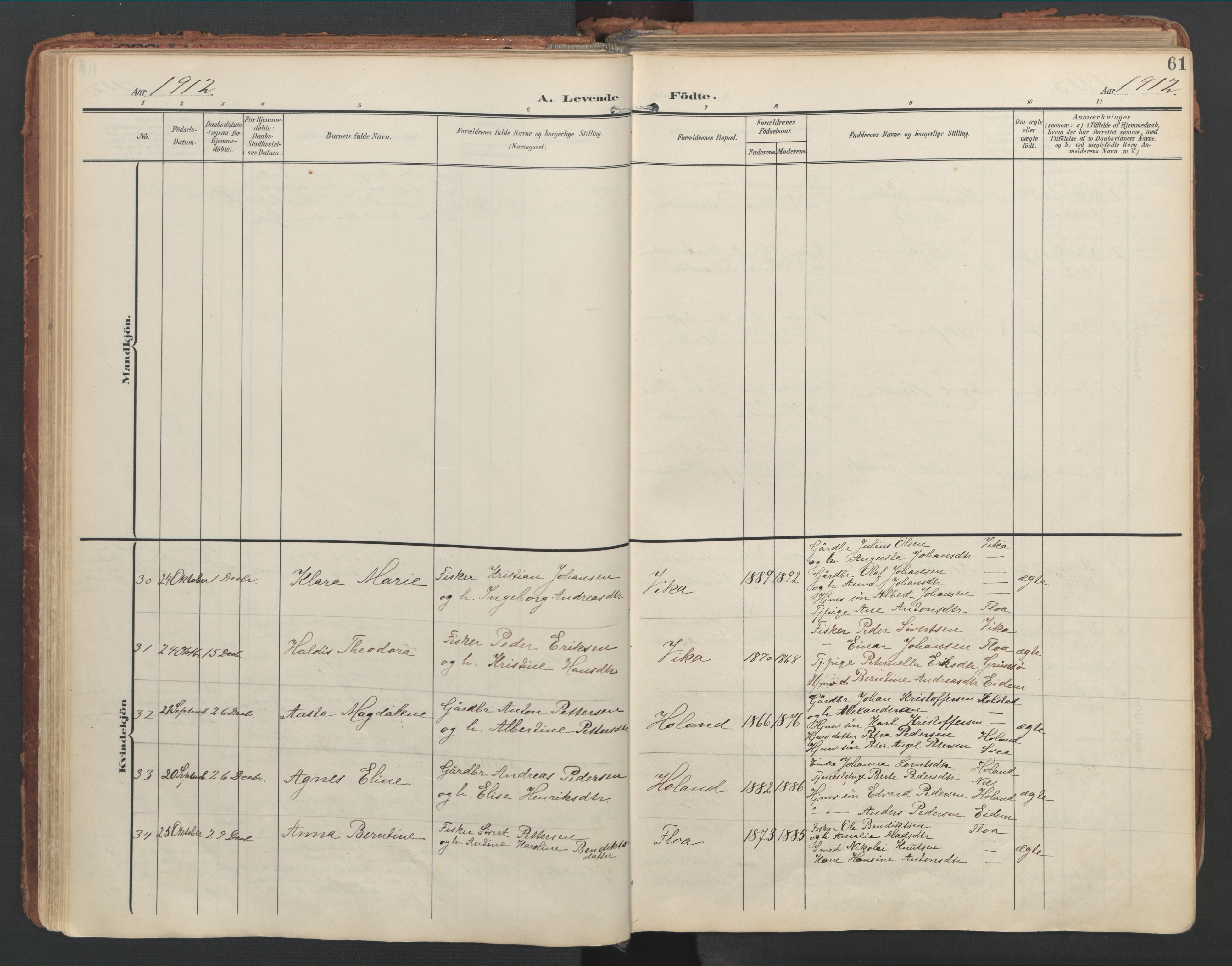 Ministerialprotokoller, klokkerbøker og fødselsregistre - Nordland, AV/SAT-A-1459/816/L0250: Parish register (official) no. 816A16, 1903-1923, p. 61