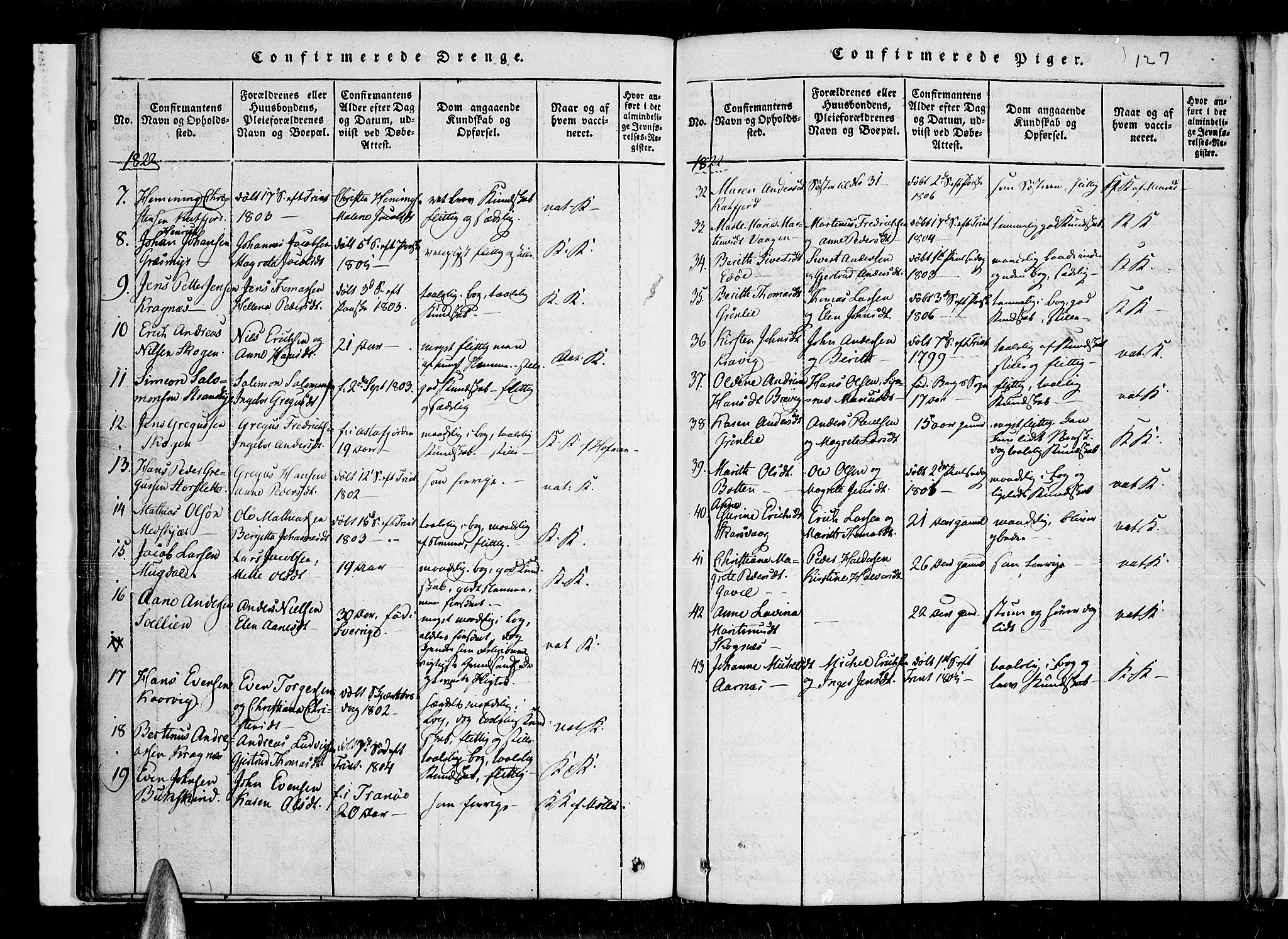 Lenvik sokneprestembete, SATØ/S-1310/H/Ha/Haa/L0003kirke: Parish register (official) no. 3, 1820-1831, p. 127