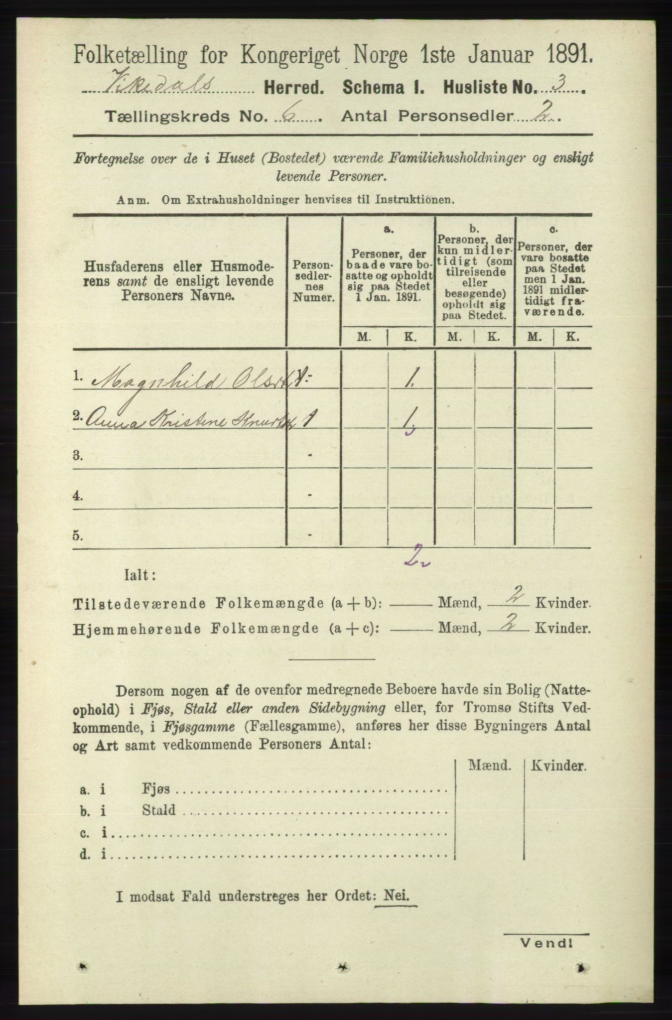 RA, 1891 census for 1157 Vikedal, 1891, p. 1493