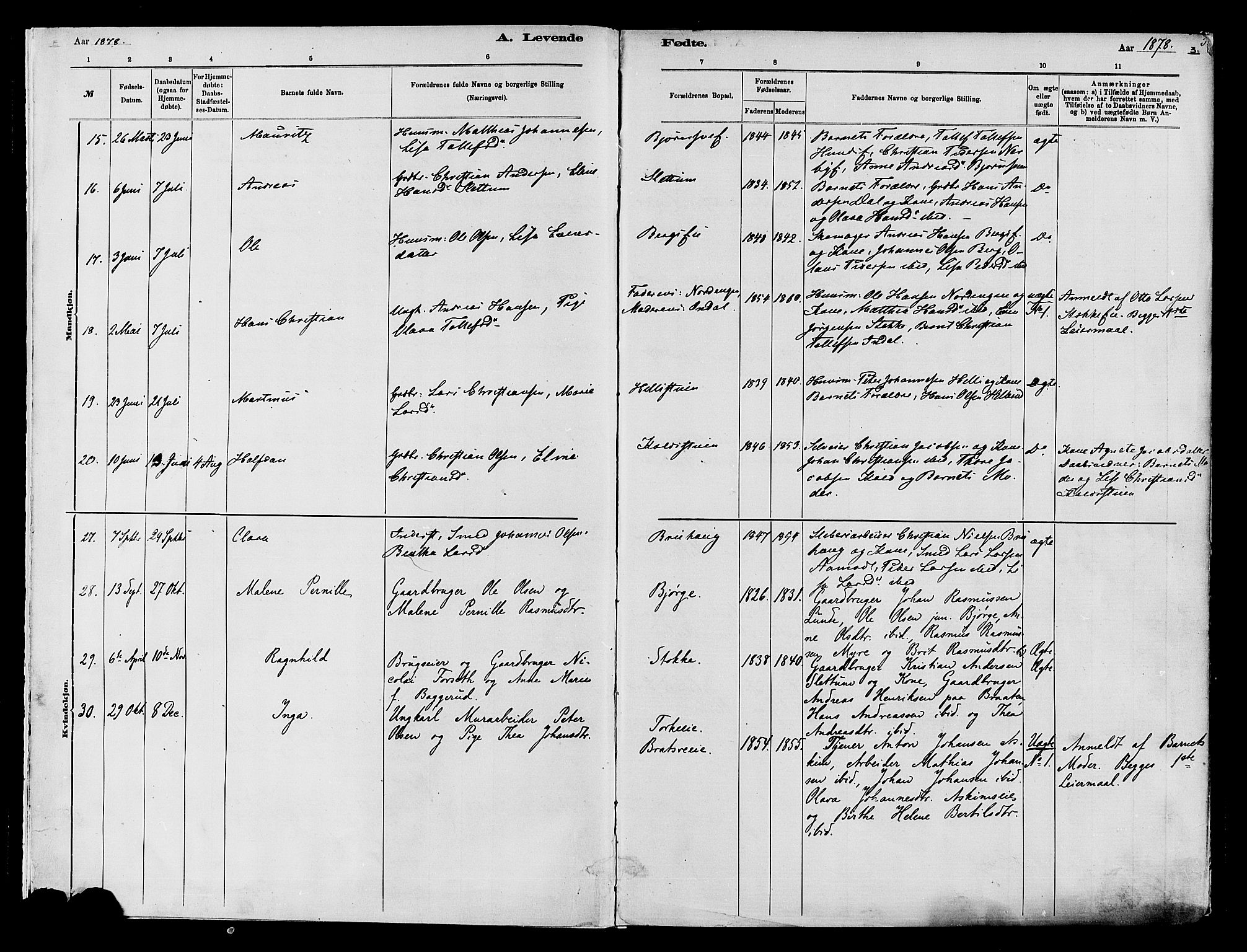 Vardal prestekontor, SAH/PREST-100/H/Ha/Haa/L0009: Parish register (official) no. 9, 1878-1892, p. 3