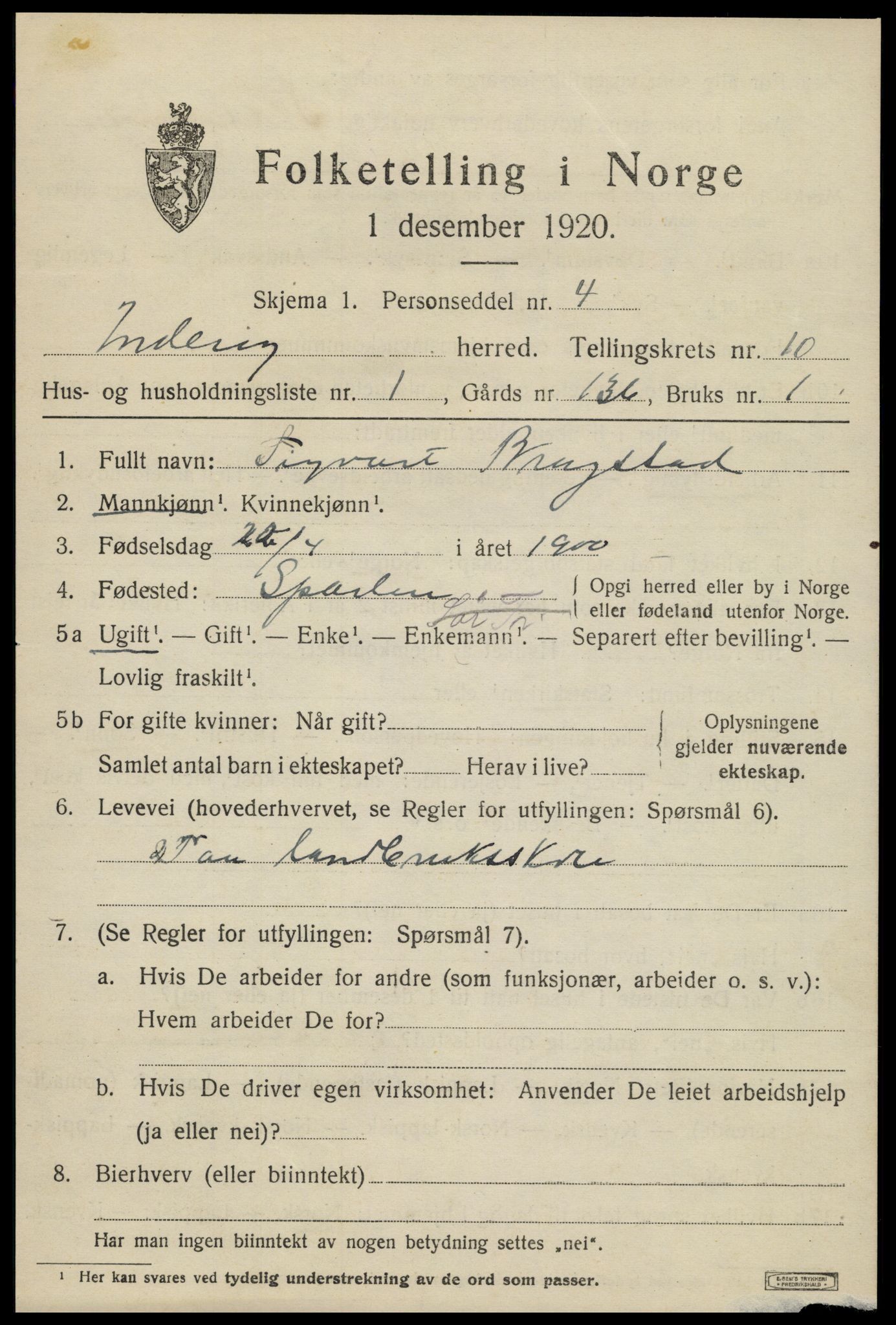 SAT, 1920 census for Inderøy, 1920, p. 6625