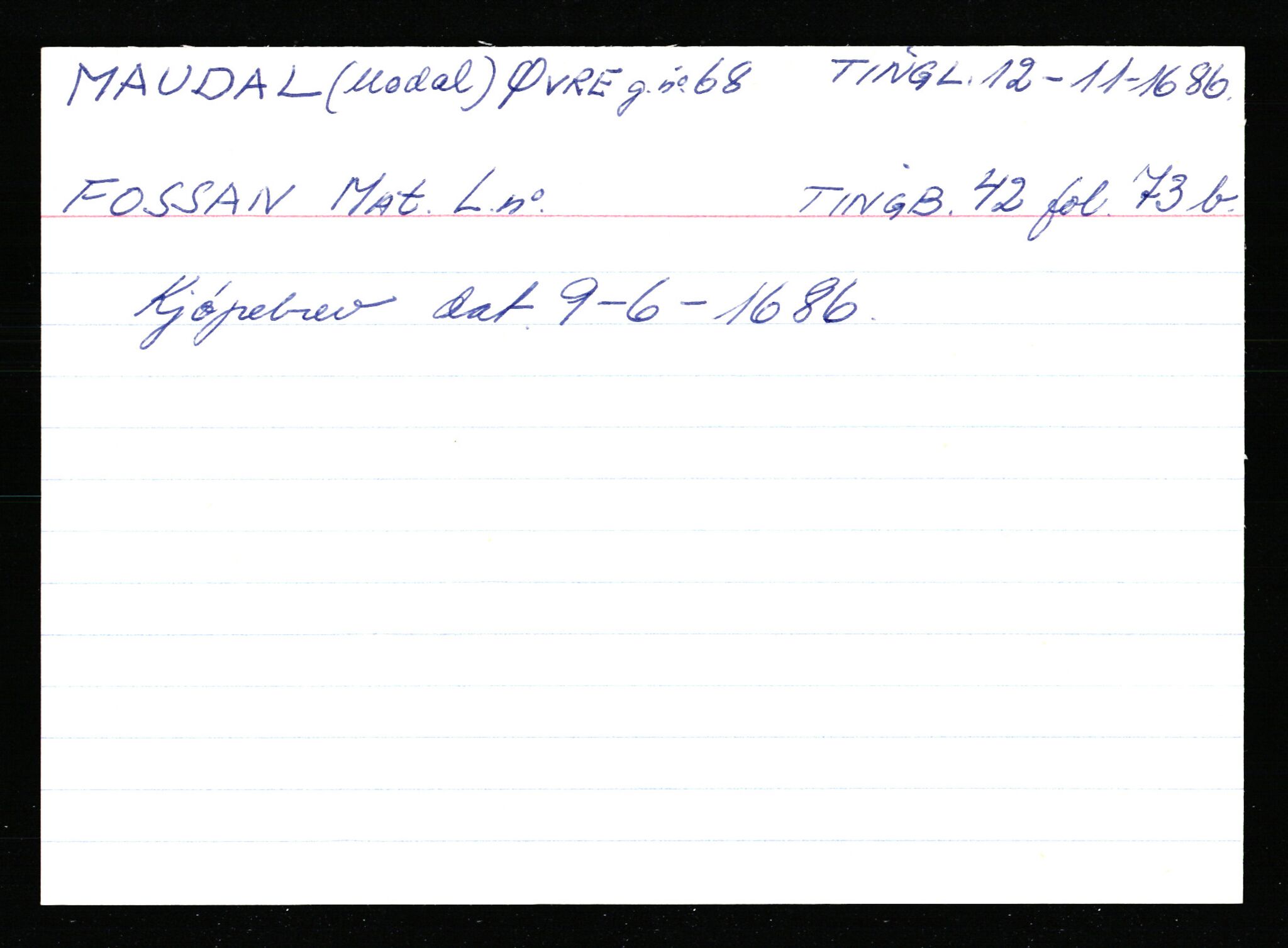 Statsarkivet i Stavanger, AV/SAST-A-101971/03/Y/Ym/L0037: Åstedskort sortert etter gårdsnavn: Lædre - Mauland, 1600-1950, p. 656