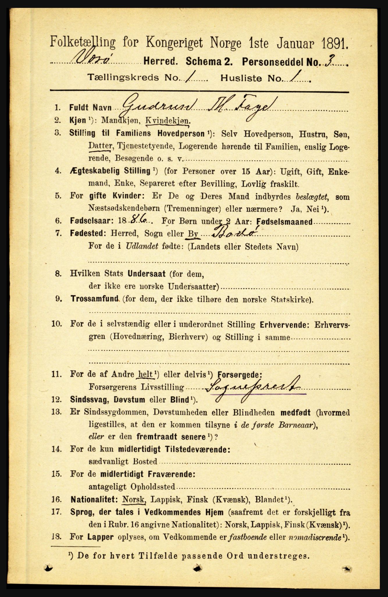RA, 1891 census for 1857 Værøy, 1891, p. 49