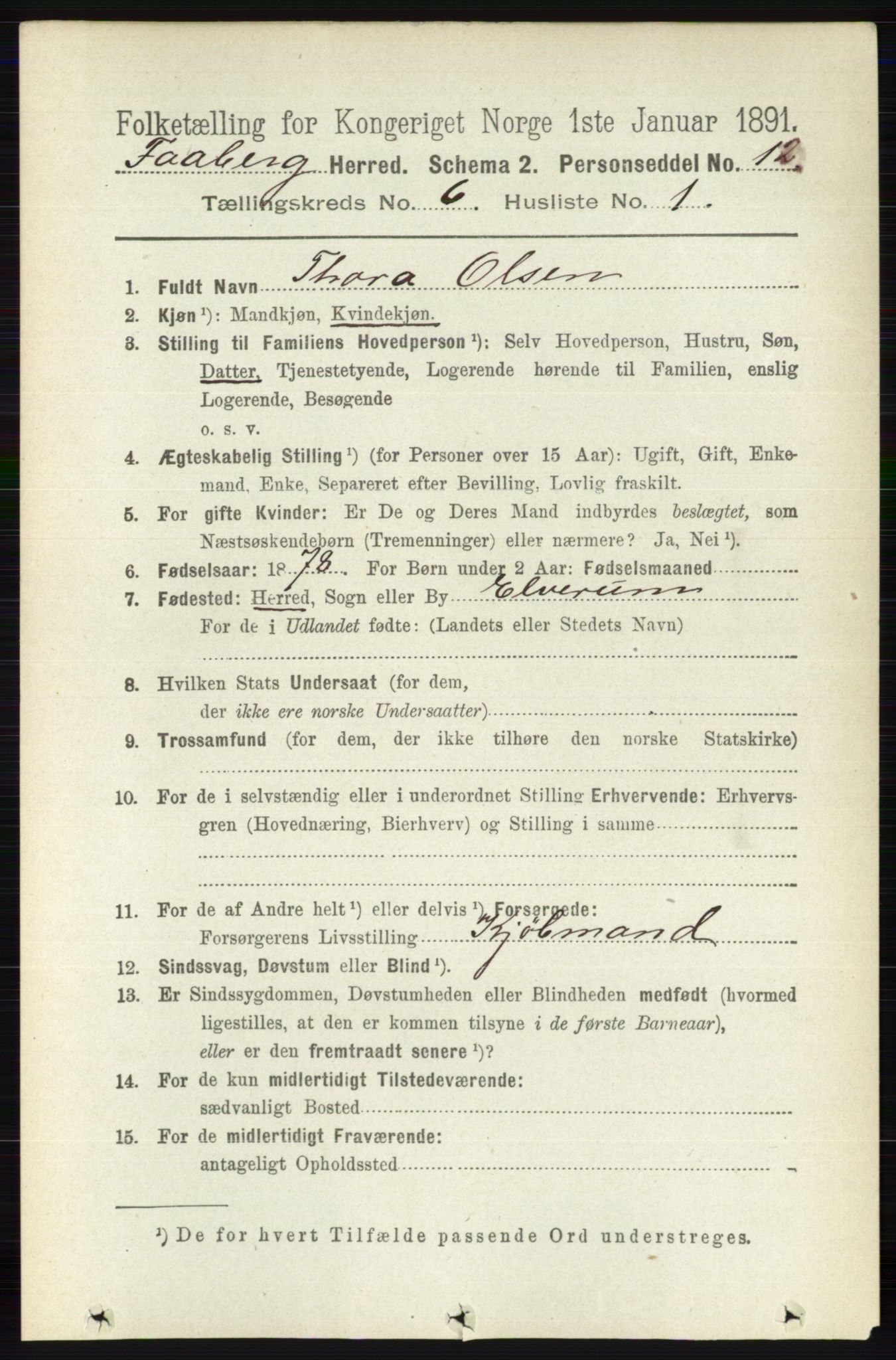 RA, 1891 census for 0524 Fåberg, 1891, p. 2230