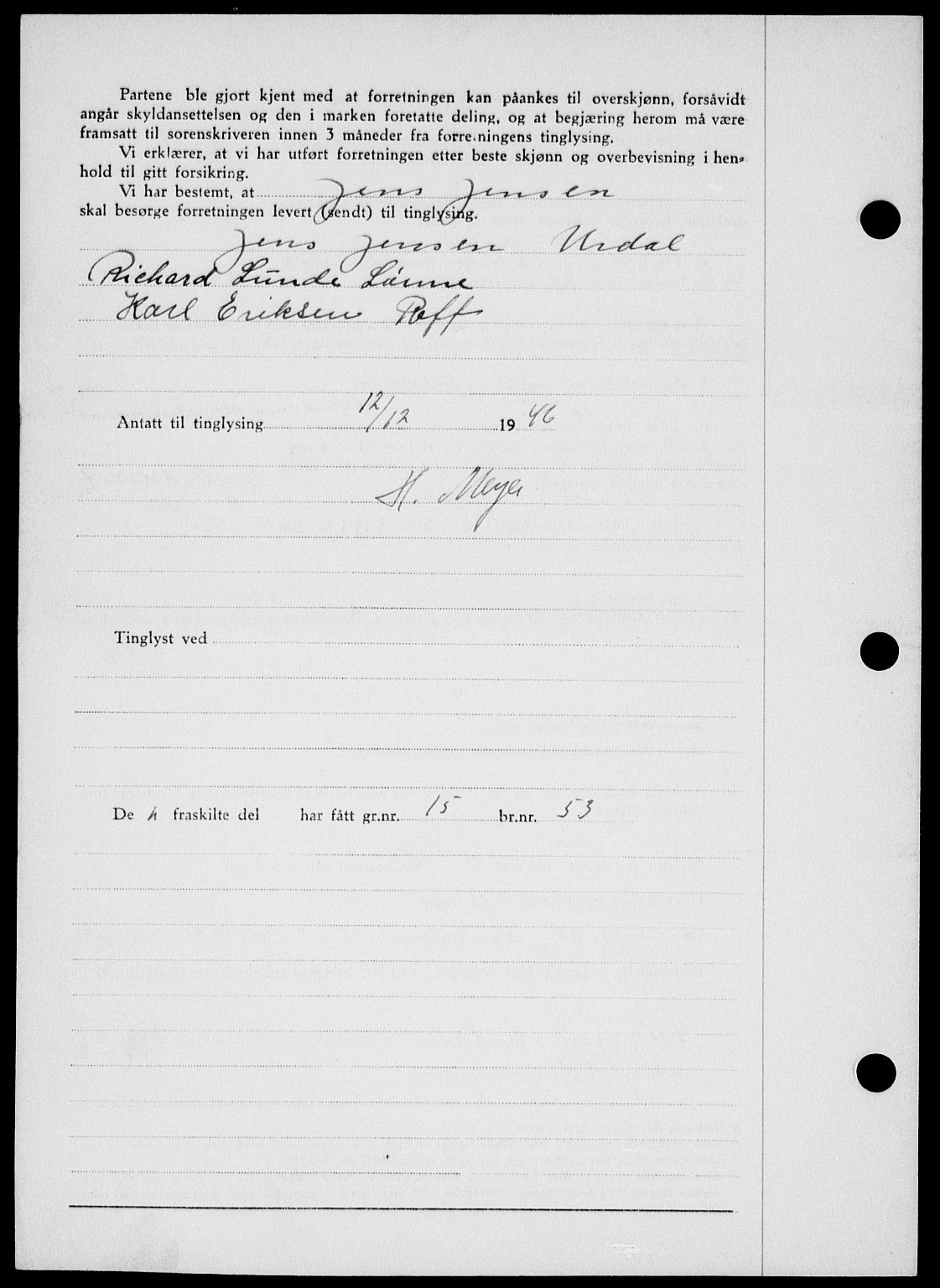 Onsøy sorenskriveri, SAO/A-10474/G/Ga/Gab/L0018: Mortgage book no. II A-18, 1946-1947, Diary no: : 3209/1946