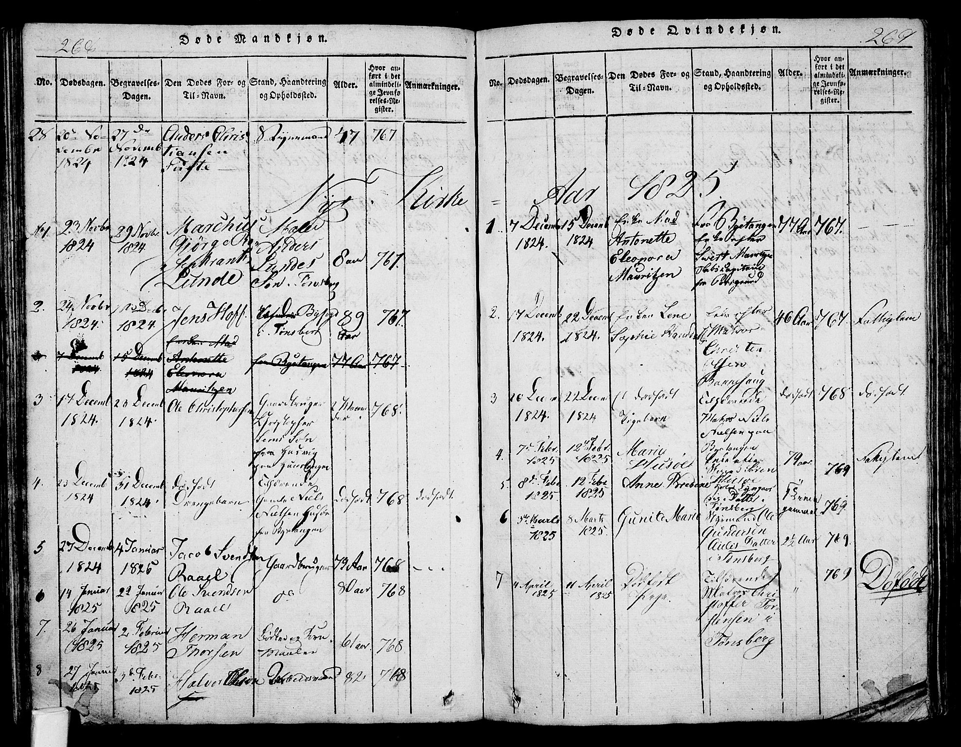 Tønsberg kirkebøker, SAKO/A-330/F/Fa/L0004: Parish register (official) no. I 4, 1813-1826, p. 268-269