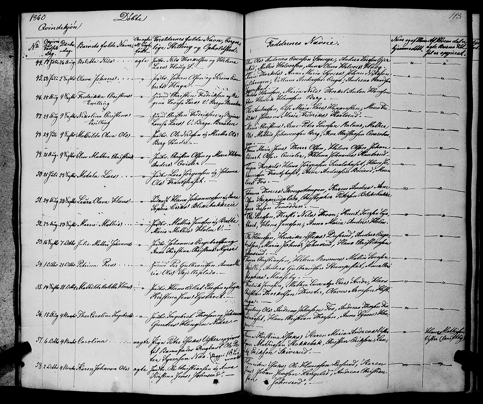 Skiptvet prestekontor Kirkebøker, SAO/A-20009/F/Fa/L0006: Parish register (official) no. 6, 1839-1860, p. 113