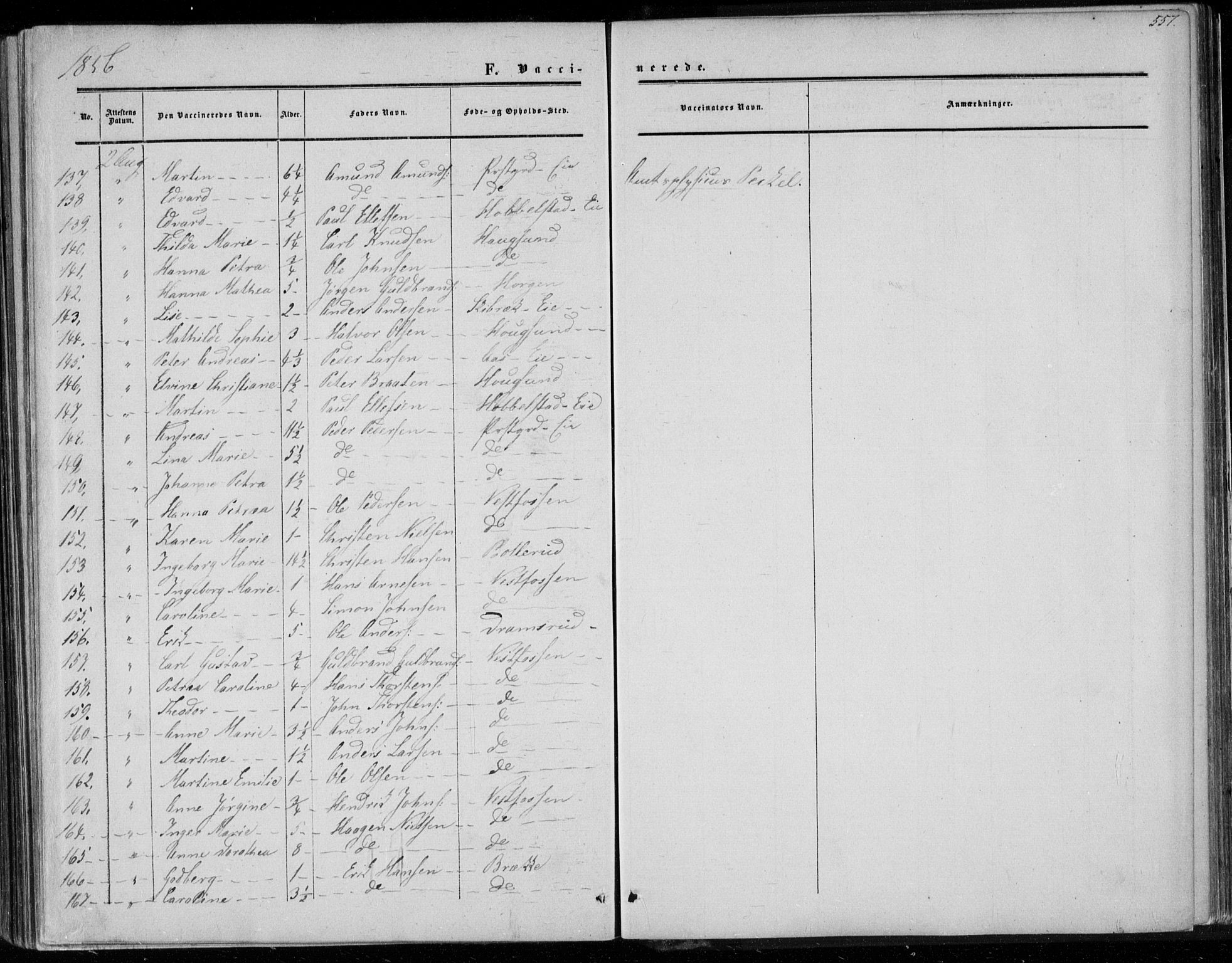 Eiker kirkebøker, AV/SAKO-A-4/F/Fa/L0015b: Parish register (official) no. I 15B, 1854-1860, p. 557