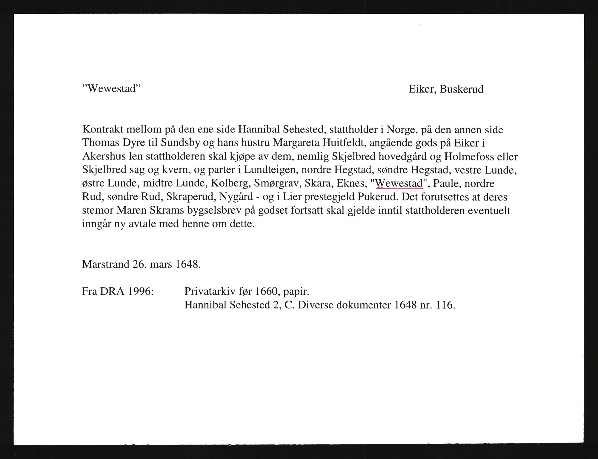 Riksarkivets diplomsamling, AV/RA-EA-5965/F35/F35e/L0015: Registreringssedler Buskerud 4, 1400-1700, p. 45