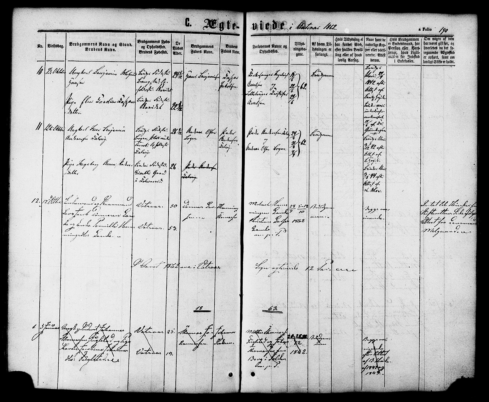 Ministerialprotokoller, klokkerbøker og fødselsregistre - Nordland, SAT/A-1459/810/L0146: Parish register (official) no. 810A08 /1, 1862-1874, p. 190