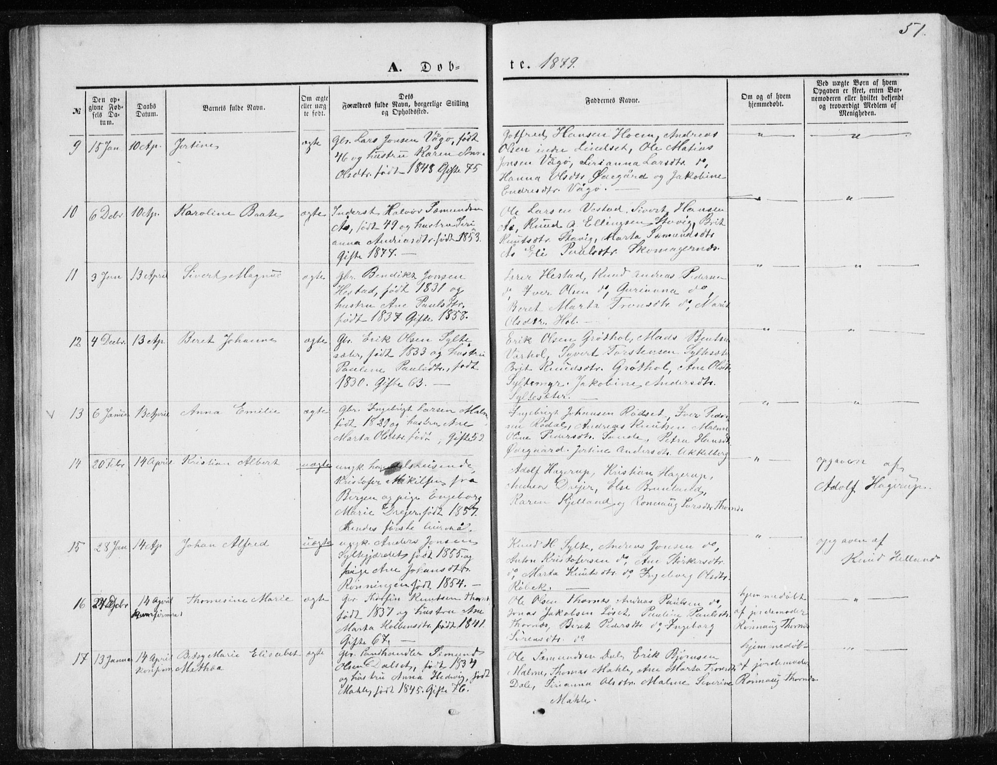 Ministerialprotokoller, klokkerbøker og fødselsregistre - Møre og Romsdal, AV/SAT-A-1454/565/L0754: Parish register (copy) no. 565C03, 1870-1896, p. 51