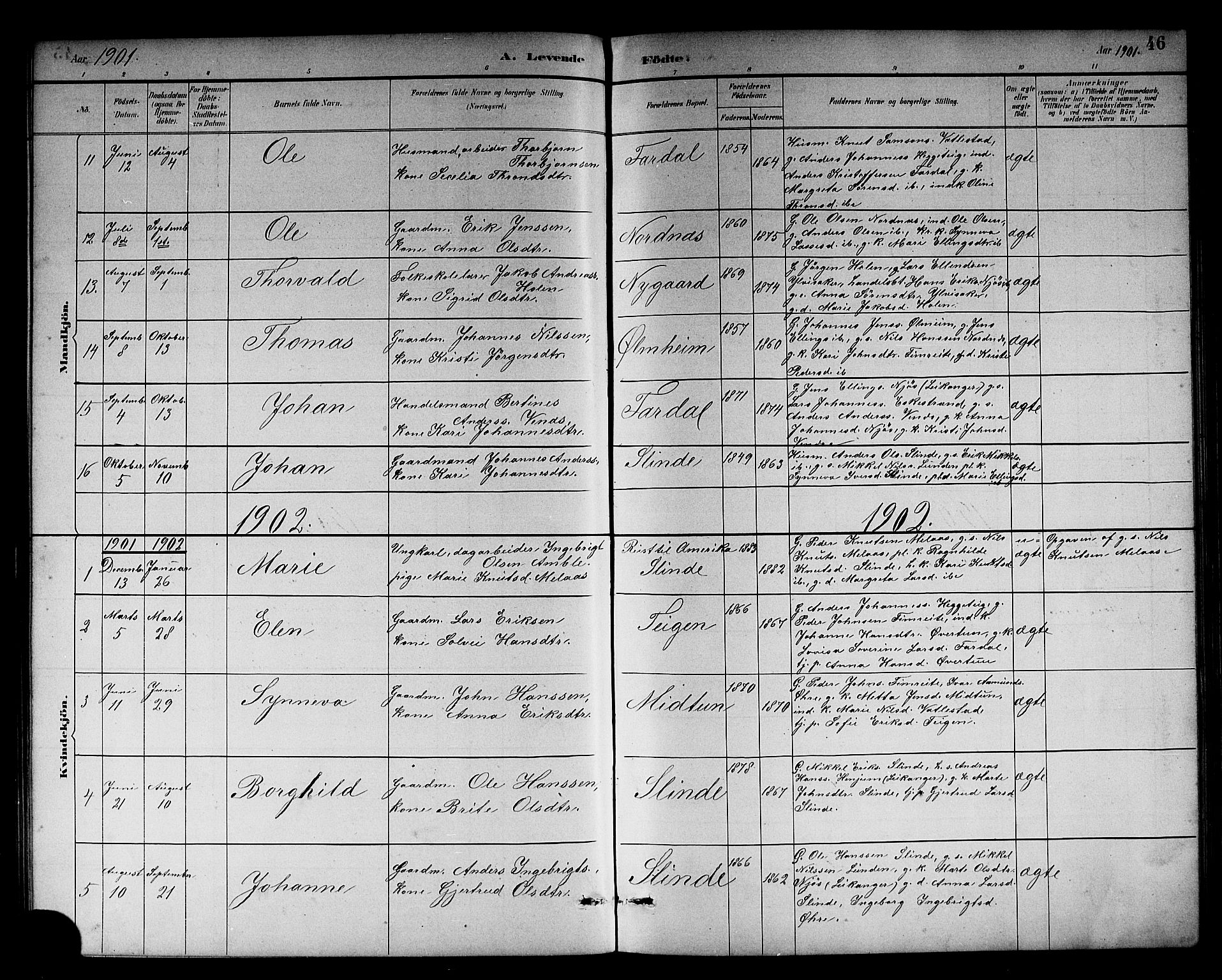 Sogndal sokneprestembete, AV/SAB-A-81301/H/Hab/Habc/L0002: Parish register (copy) no. C 2, 1884-1910, p. 46