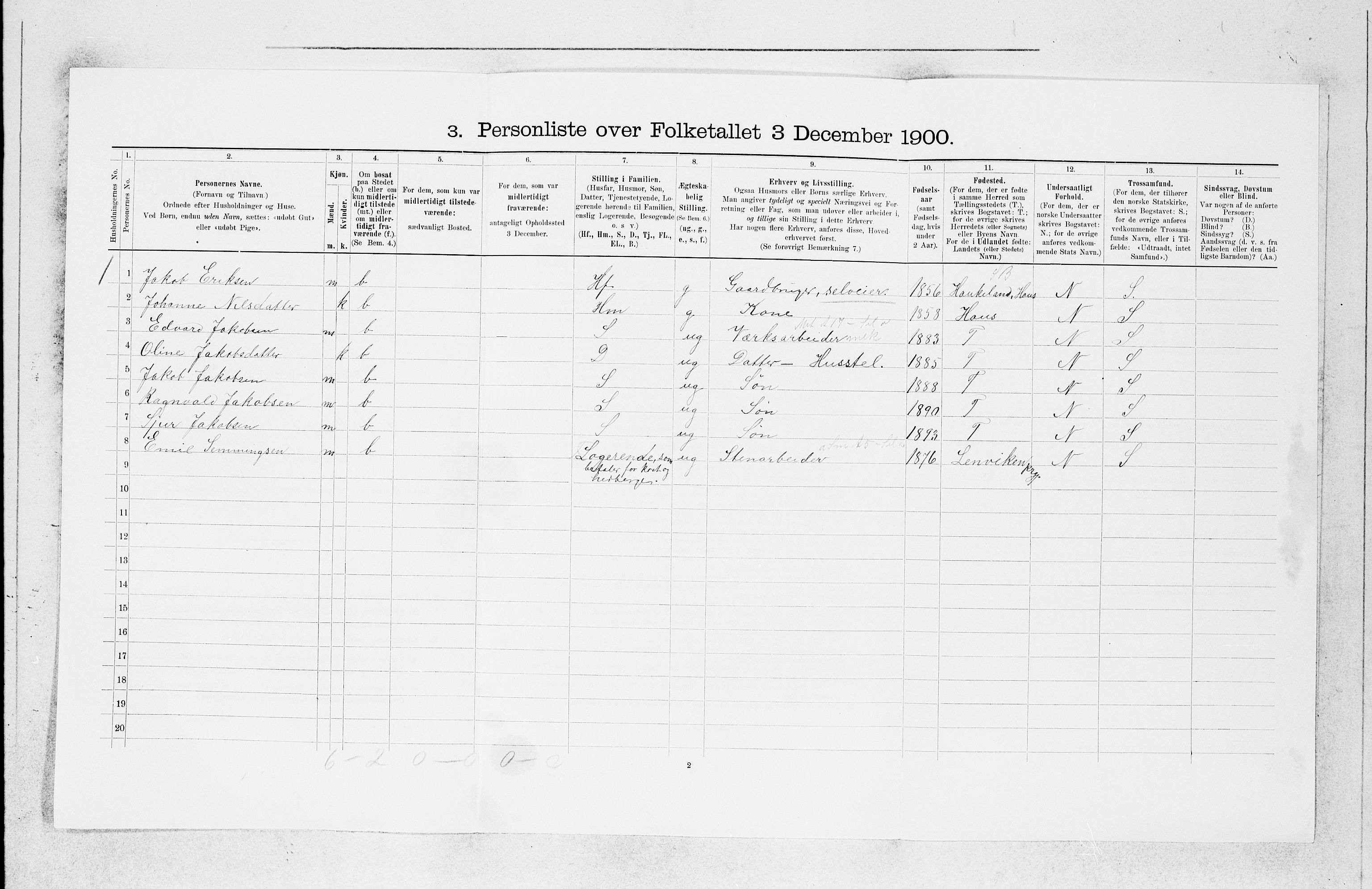 SAB, 1900 census for Askøy, 1900, p. 611