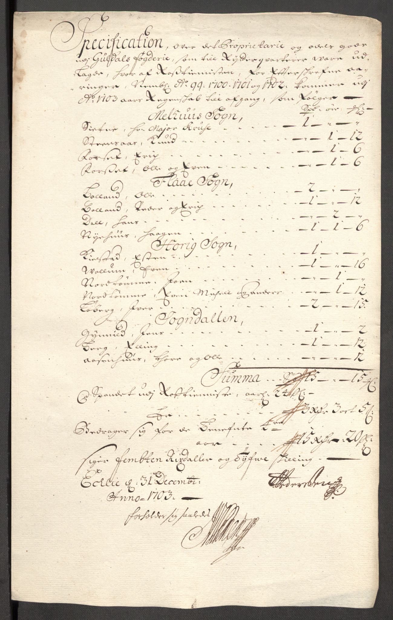 Rentekammeret inntil 1814, Reviderte regnskaper, Fogderegnskap, RA/EA-4092/R60/L3953: Fogderegnskap Orkdal og Gauldal, 1703, p. 405