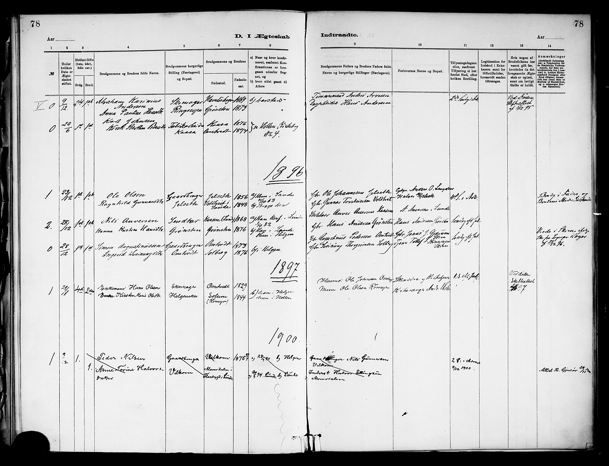 Holla kirkebøker, SAKO/A-272/F/Fa/L0009: Parish register (official) no. 9, 1881-1897, p. 78