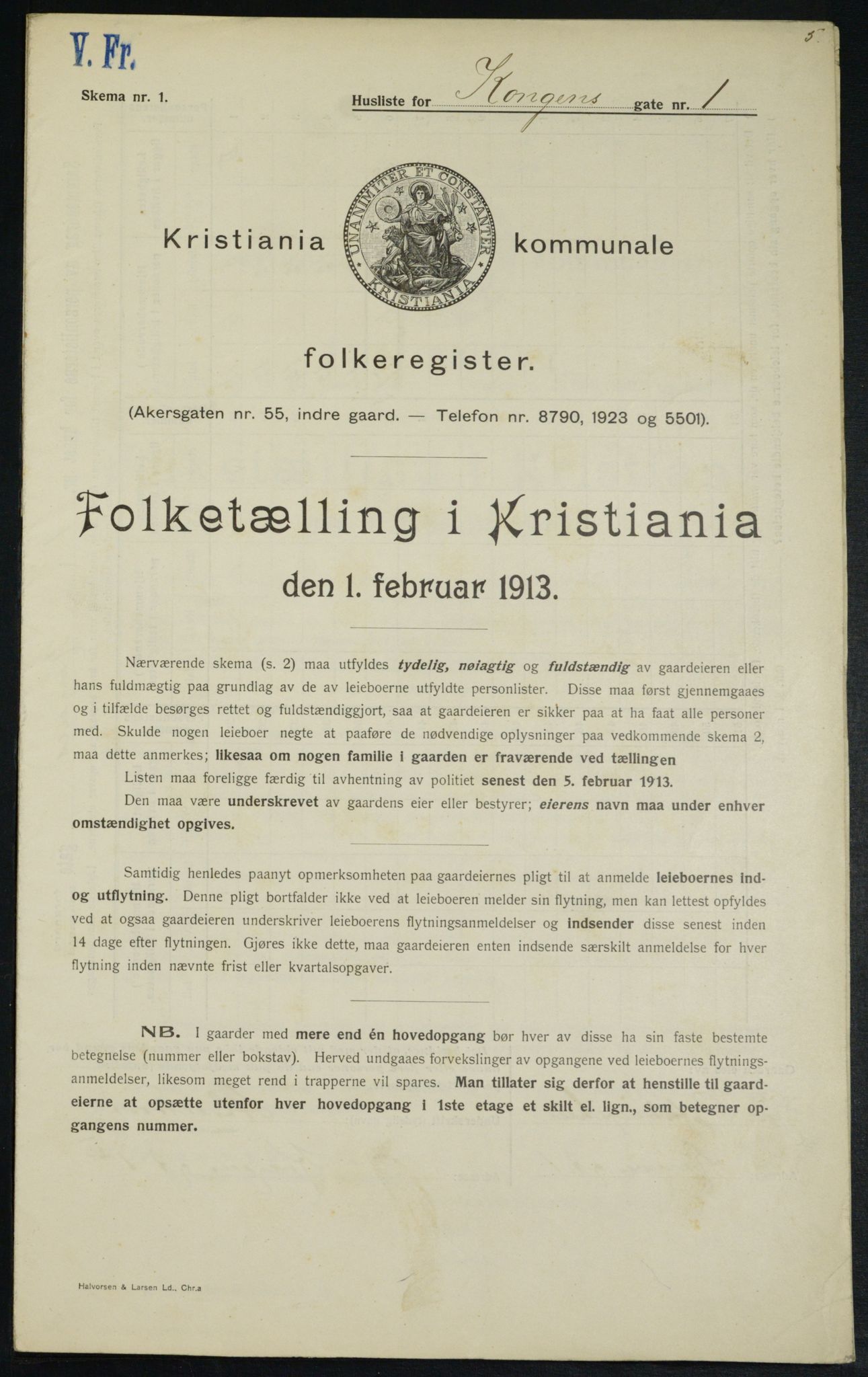 OBA, Municipal Census 1913 for Kristiania, 1913, p. 52151
