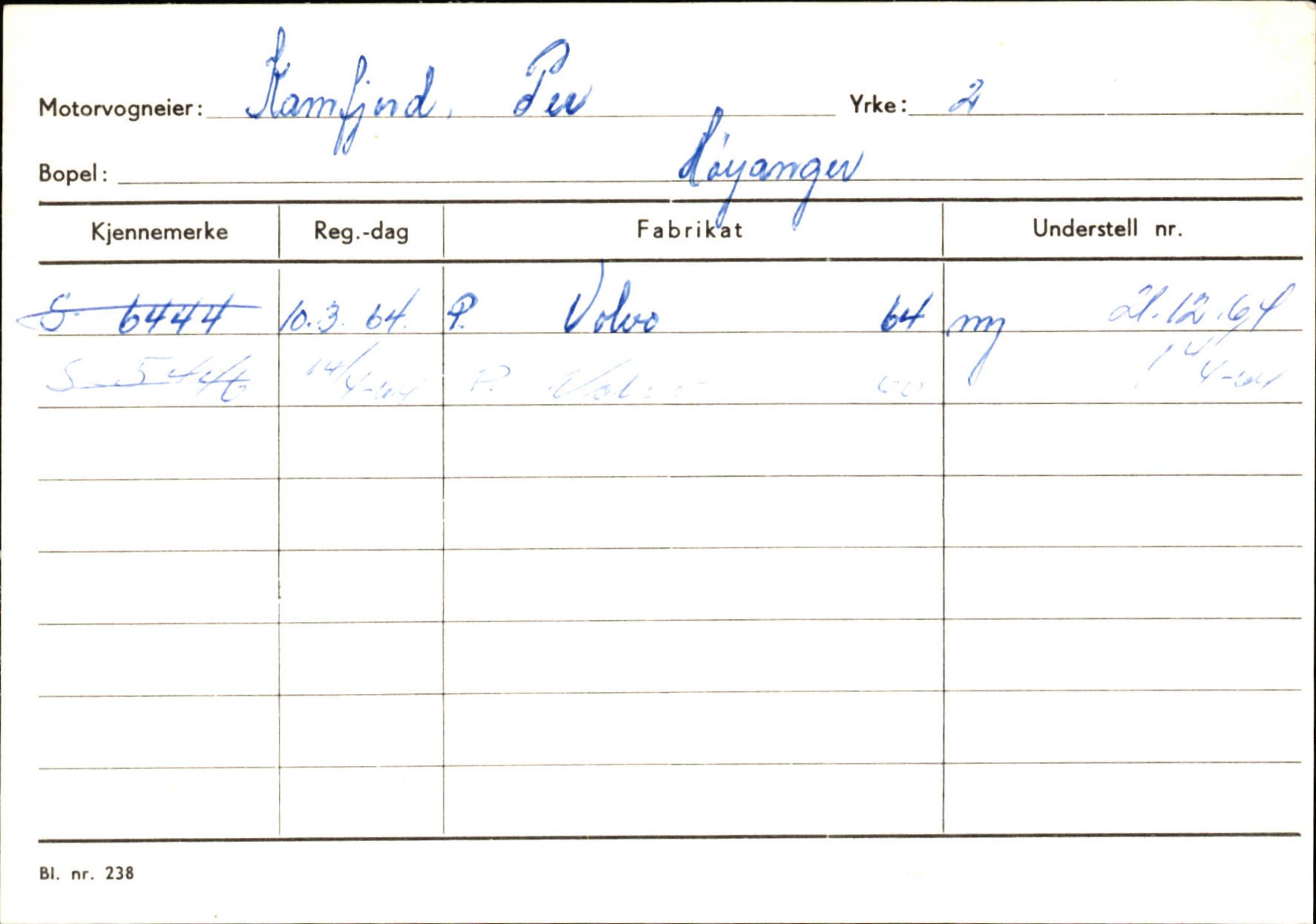 Statens vegvesen, Sogn og Fjordane vegkontor, SAB/A-5301/4/F/L0130: Eigarregister Eid T-Å. Høyanger A-O, 1945-1975, p. 1706