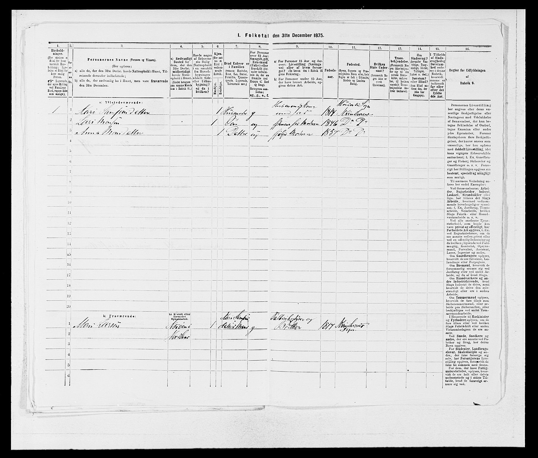 SAB, 1875 census for 1224P Kvinnherad, 1875, p. 1350