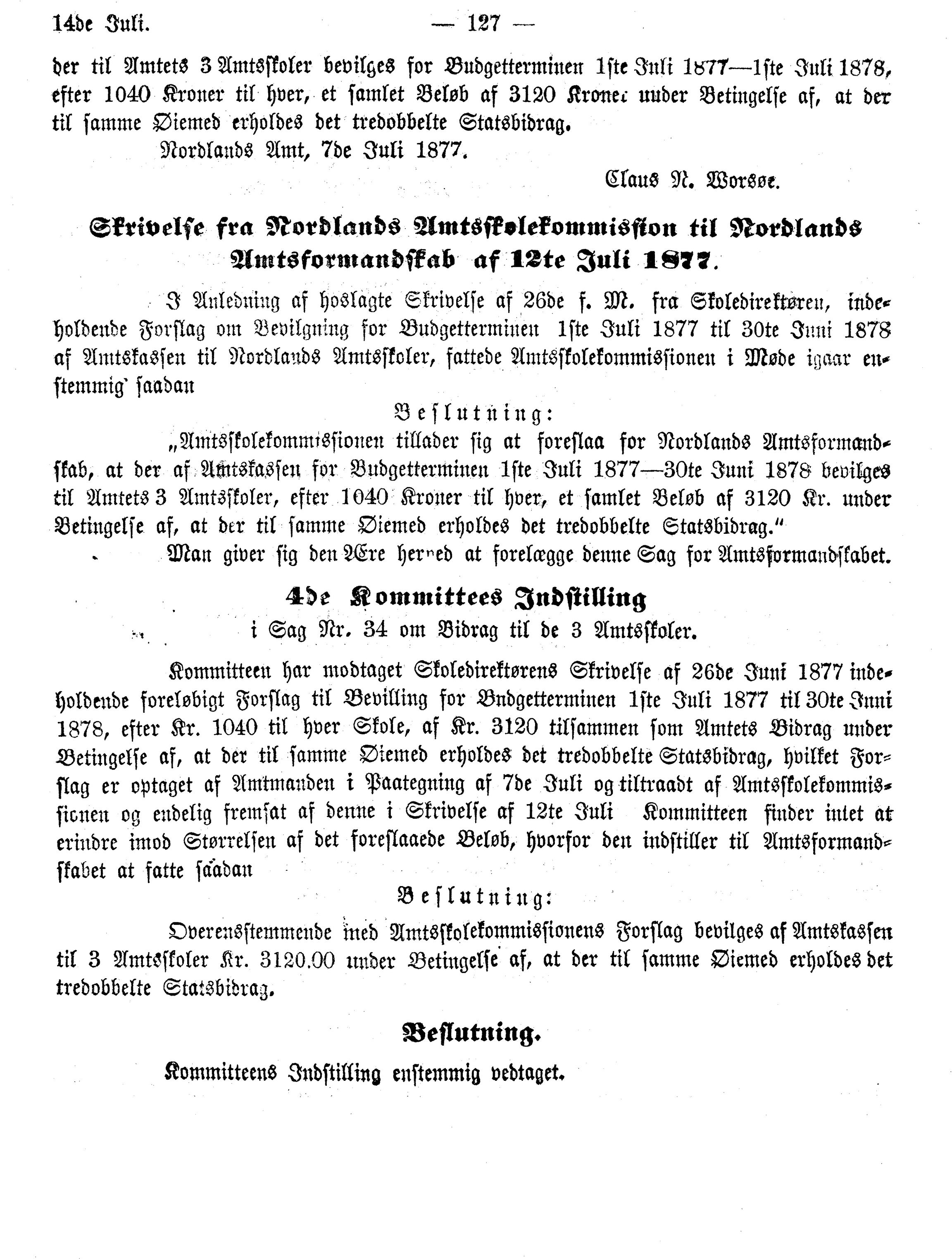 Nordland Fylkeskommune. Fylkestinget, AIN/NFK-17/176/A/Ac/L0010: Fylkestingsforhandlinger 1874-1880, 1874-1880