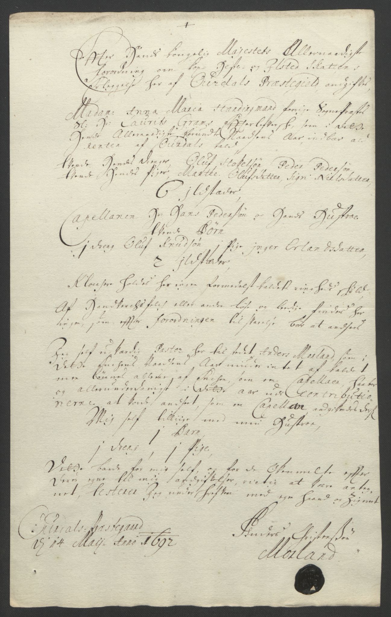 Rentekammeret inntil 1814, Reviderte regnskaper, Fogderegnskap, RA/EA-4092/R18/L1291: Fogderegnskap Hadeland, Toten og Valdres, 1692, p. 152