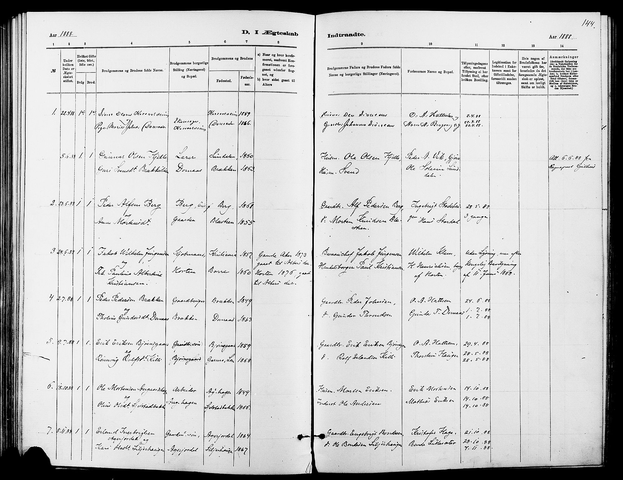 Dovre prestekontor, AV/SAH-PREST-066/H/Ha/Haa/L0002: Parish register (official) no. 2, 1879-1890, p. 144