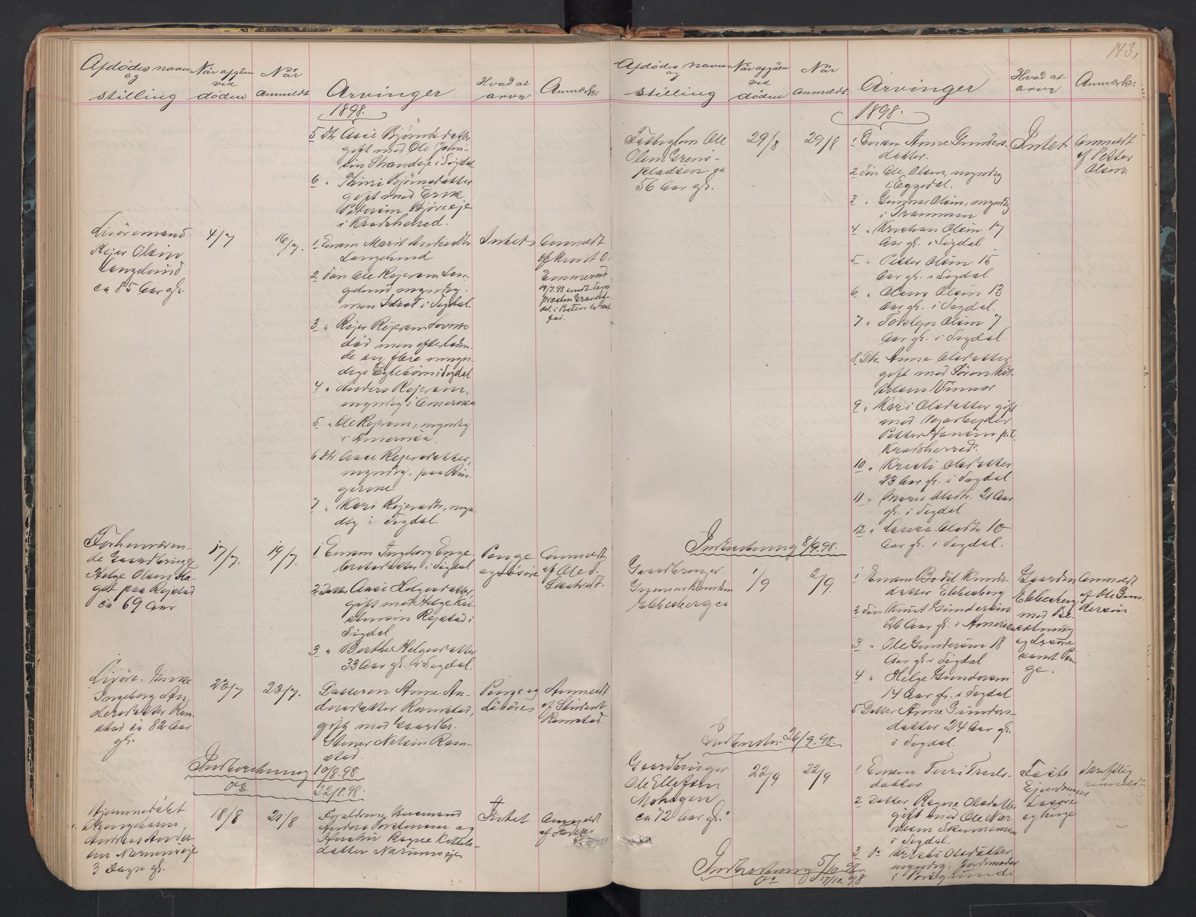 Sigdal lensmannskontor, SAKO/A-515/H/Ha/L0002: Dødsfallsprotokoll, 1866-1907, p. 143