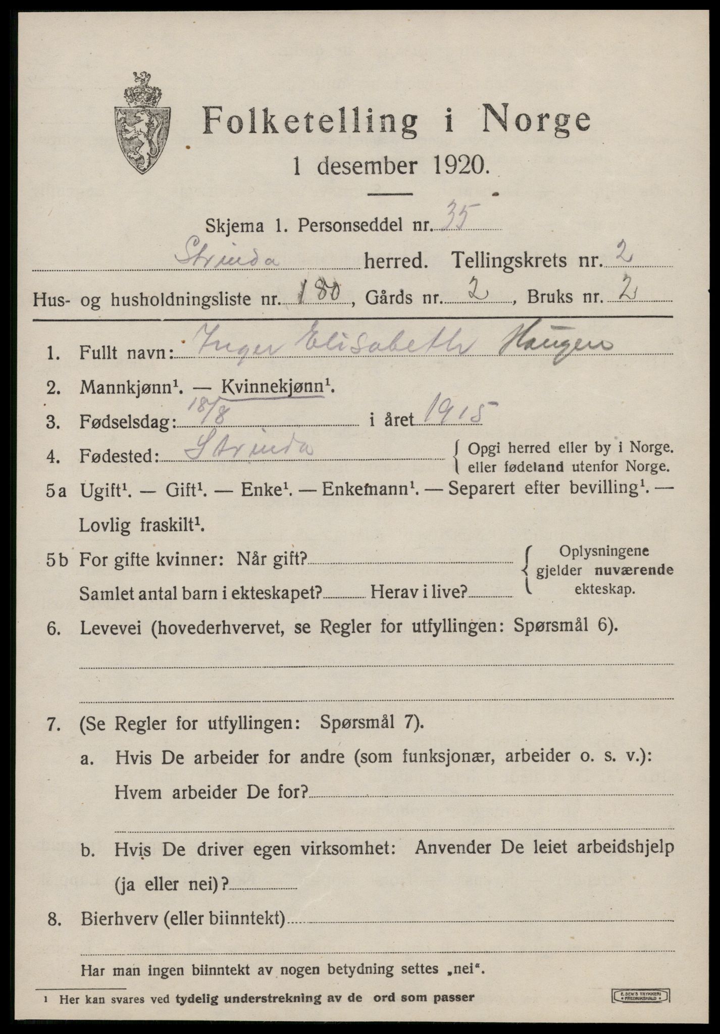 SAT, 1920 census for Strinda, 1920, p. 10266