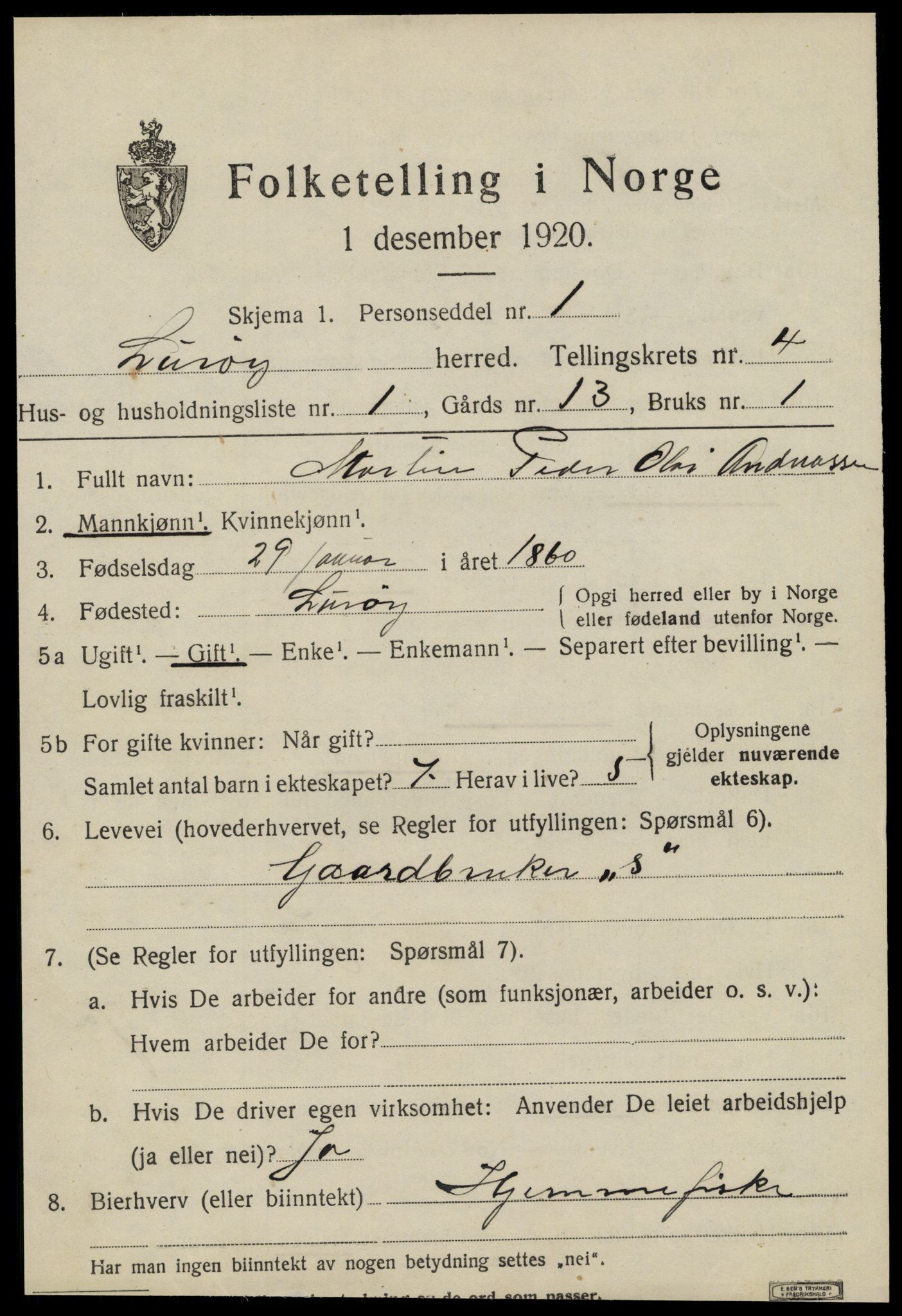 SAT, 1920 census for Lurøy, 1920, p. 2037