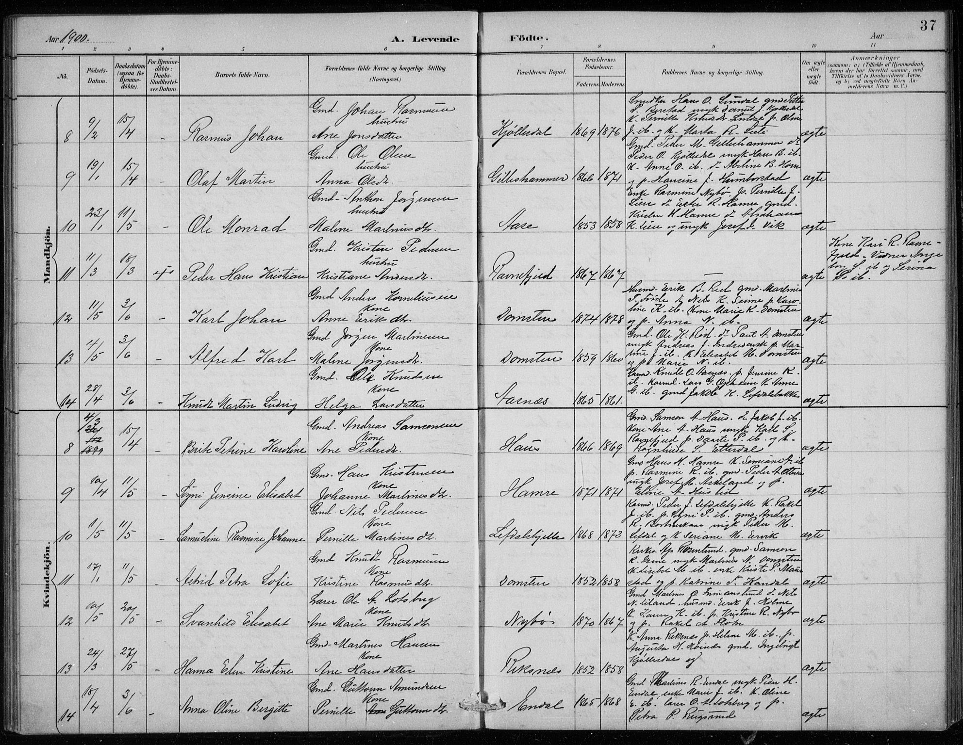 Davik sokneprestembete, AV/SAB-A-79701/H/Hab/Haba/L0002: Parish register (copy) no. A 2, 1890-1911, p. 37