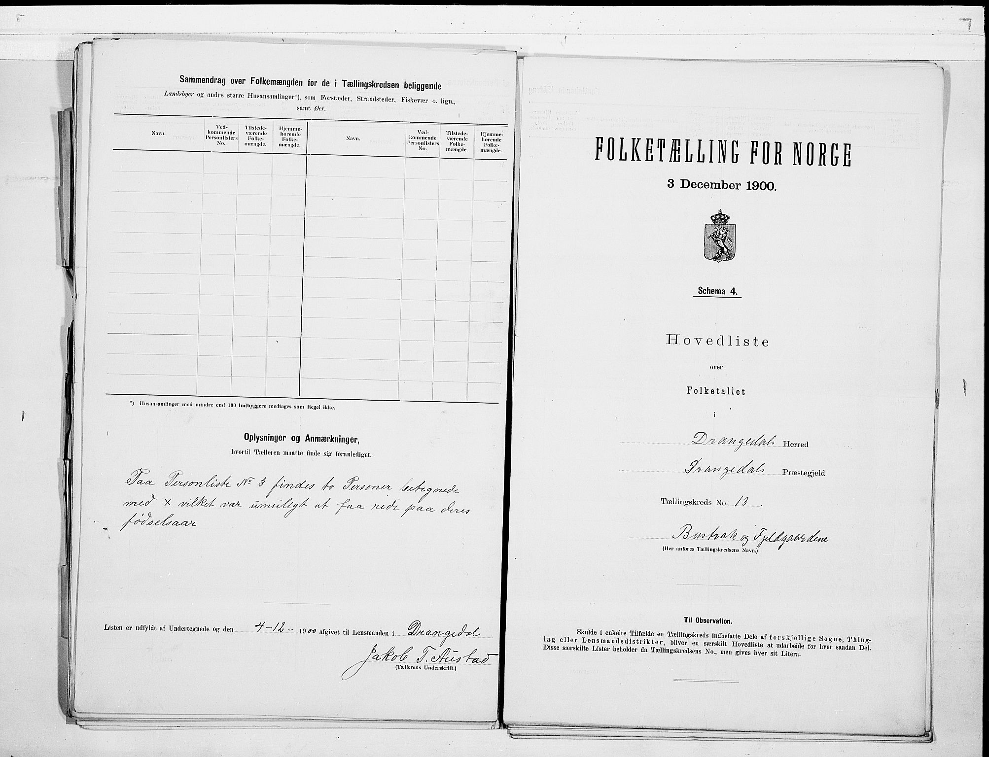 SAKO, 1900 census for Drangedal, 1900, p. 30