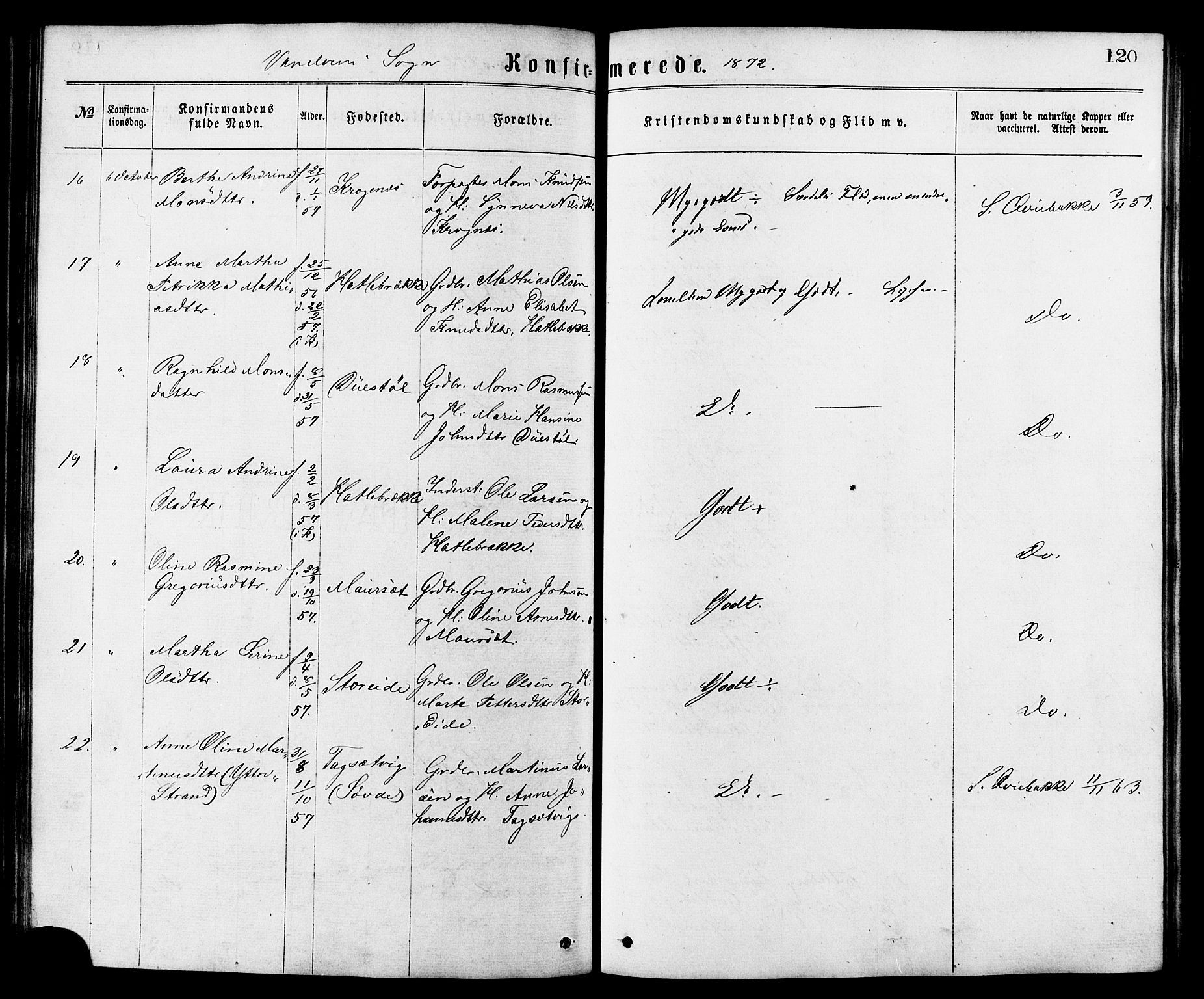 Ministerialprotokoller, klokkerbøker og fødselsregistre - Møre og Romsdal, AV/SAT-A-1454/501/L0007: Parish register (official) no. 501A07, 1868-1884, p. 120