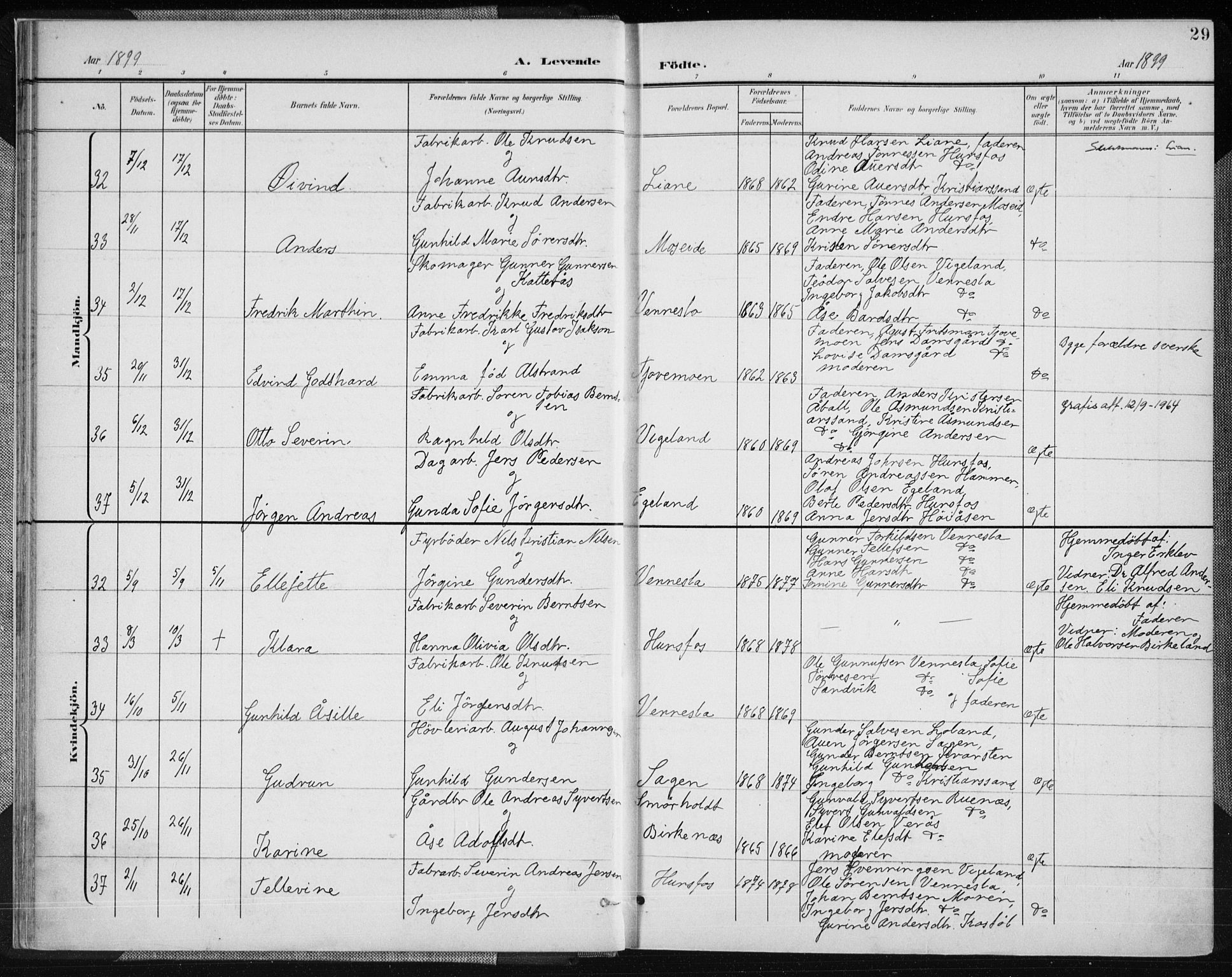 Vennesla sokneprestkontor, AV/SAK-1111-0045/Fa/Fab/L0005: Parish register (official) no. A 5, 1897-1909, p. 29