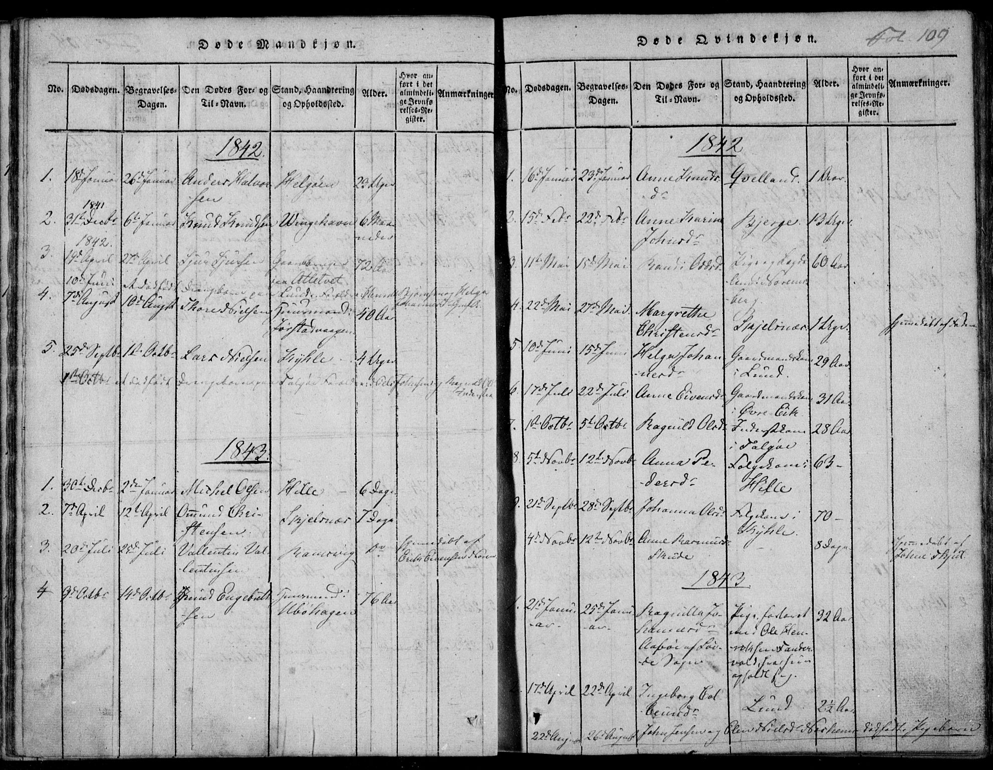 Nedstrand sokneprestkontor, AV/SAST-A-101841/01/IV: Parish register (official) no. A 7, 1816-1870, p. 109