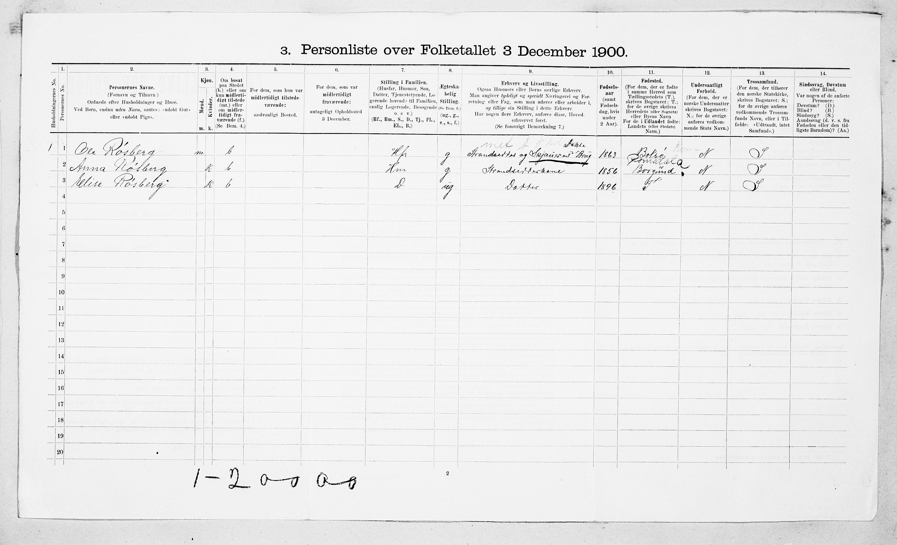 SAT, 1900 census for Bremsnes, 1900, p. 25