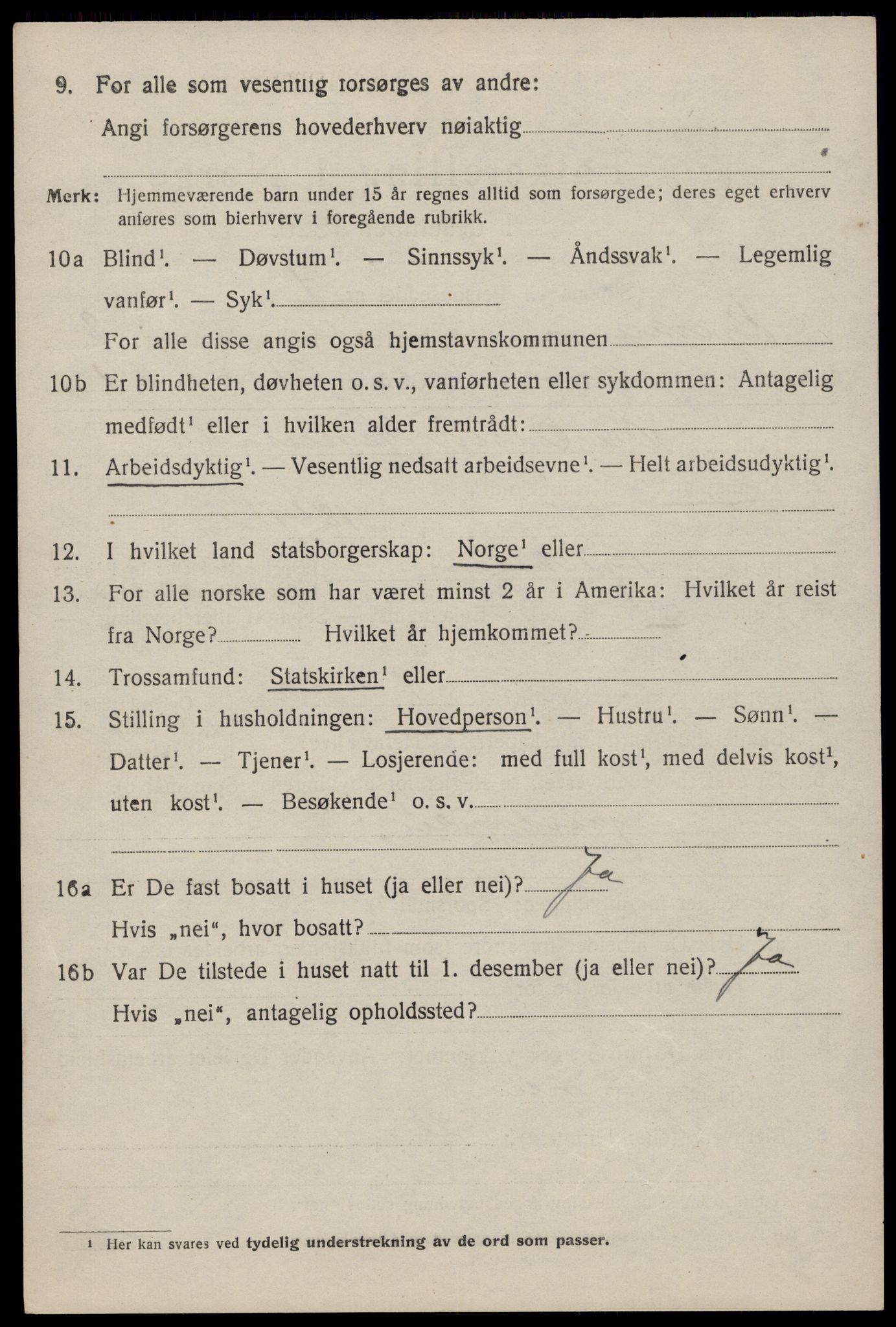 SAST, 1920 census for Bjerkreim, 1920, p. 2585