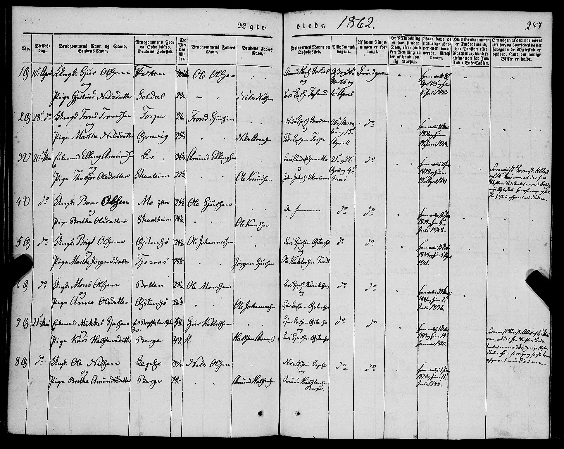 Kvam sokneprestembete, AV/SAB-A-76201/H/Haa: Parish register (official) no. A 8, 1844-1863, p. 287