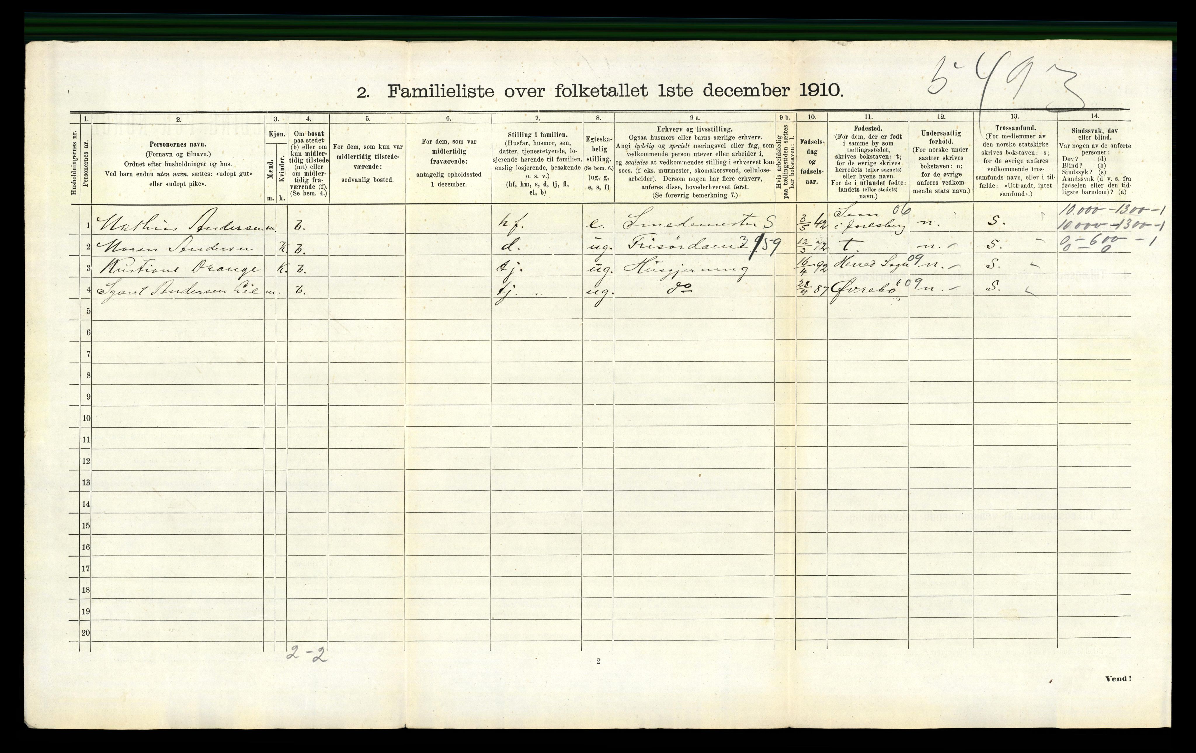 RA, 1910 census for Kristiansand, 1910, p. 3851