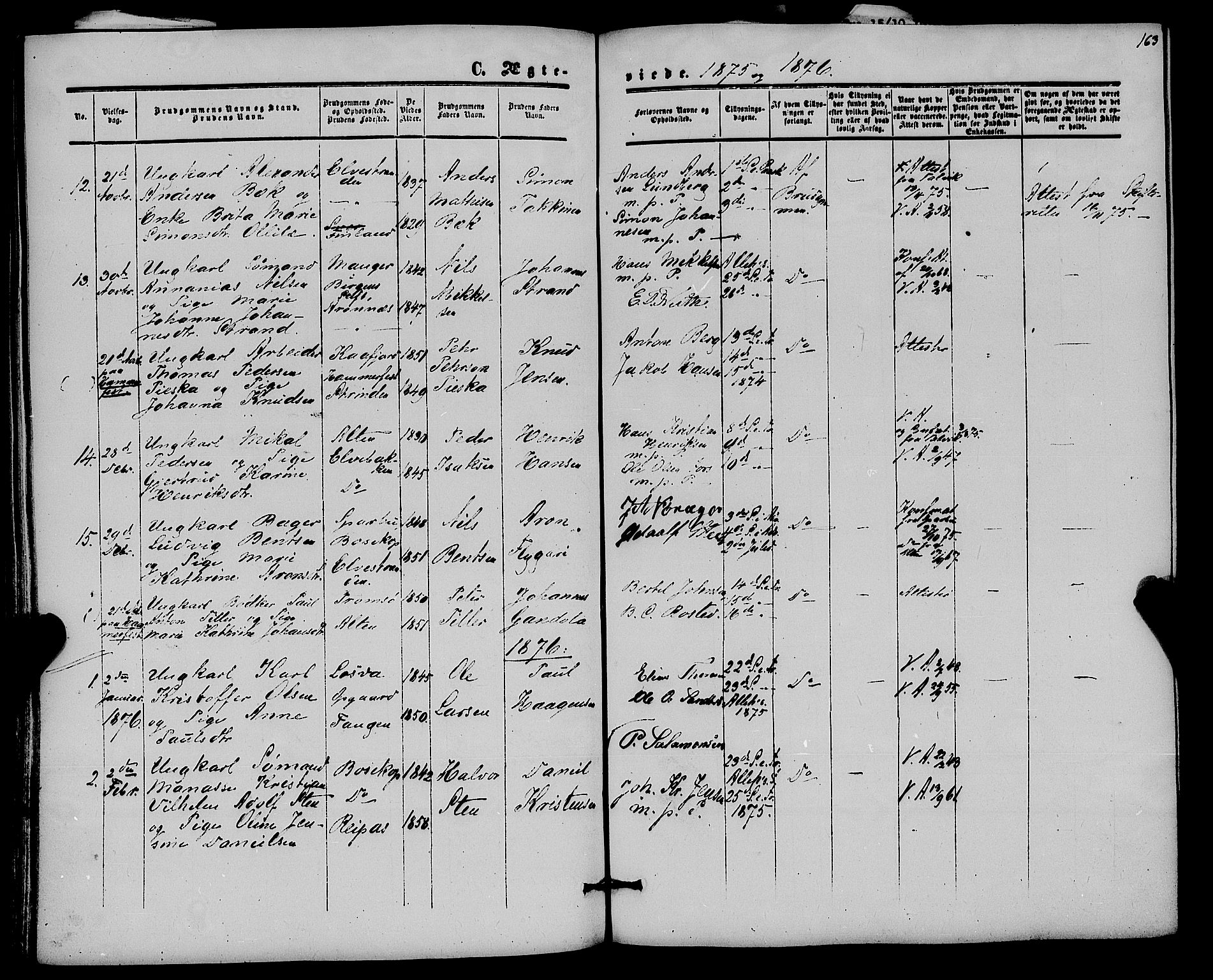 Alta sokneprestkontor, AV/SATØ-S-1338/H/Ha/L0001.kirke: Parish register (official) no. 1, 1858-1878, p. 163