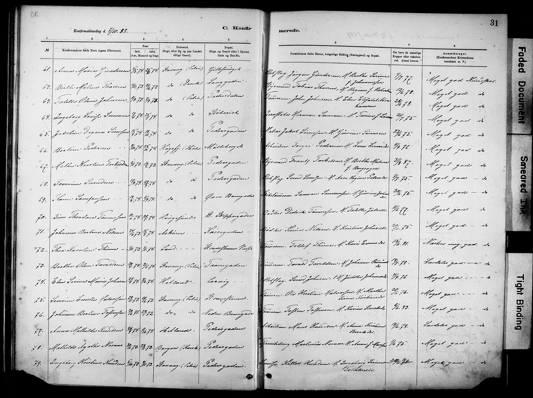 St. Johannes sokneprestkontor, SAST/A-101814/001/30/30BA/L0002: Parish register (official) no. A 2, 1885-1899, p. 31