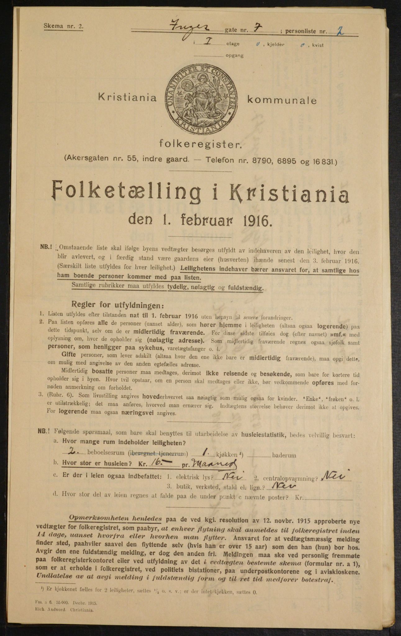 OBA, Municipal Census 1916 for Kristiania, 1916, p. 44874