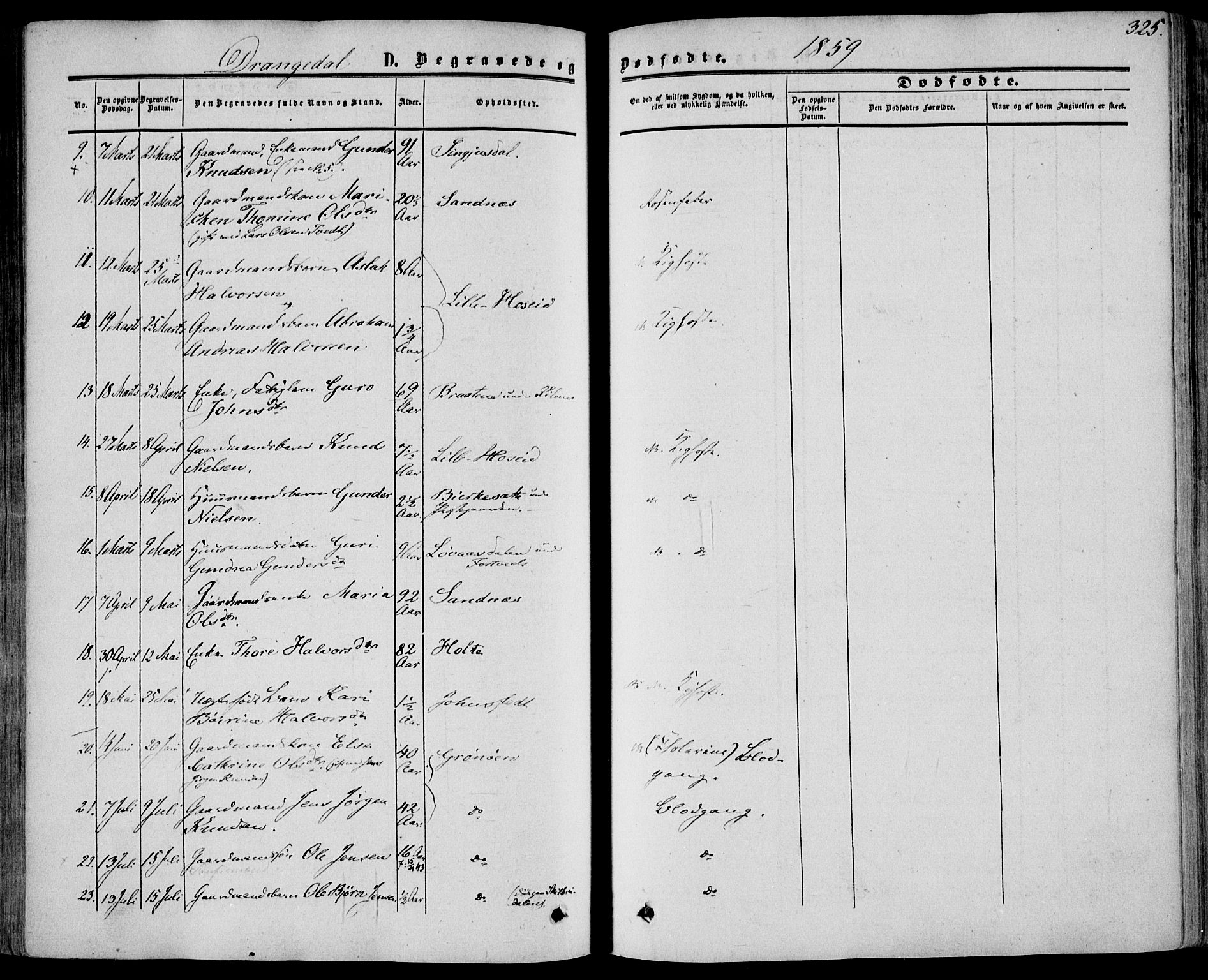 Drangedal kirkebøker, SAKO/A-258/F/Fa/L0008: Parish register (official) no. 8, 1857-1871, p. 325