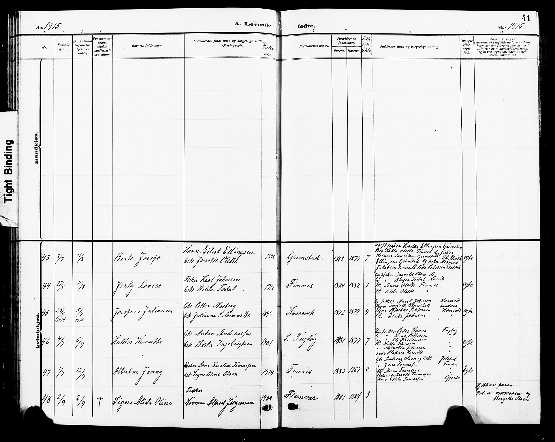 Ministerialprotokoller, klokkerbøker og fødselsregistre - Nordland, AV/SAT-A-1459/805/L0110: Parish register (copy) no. 805C06, 1909-1924, p. 41