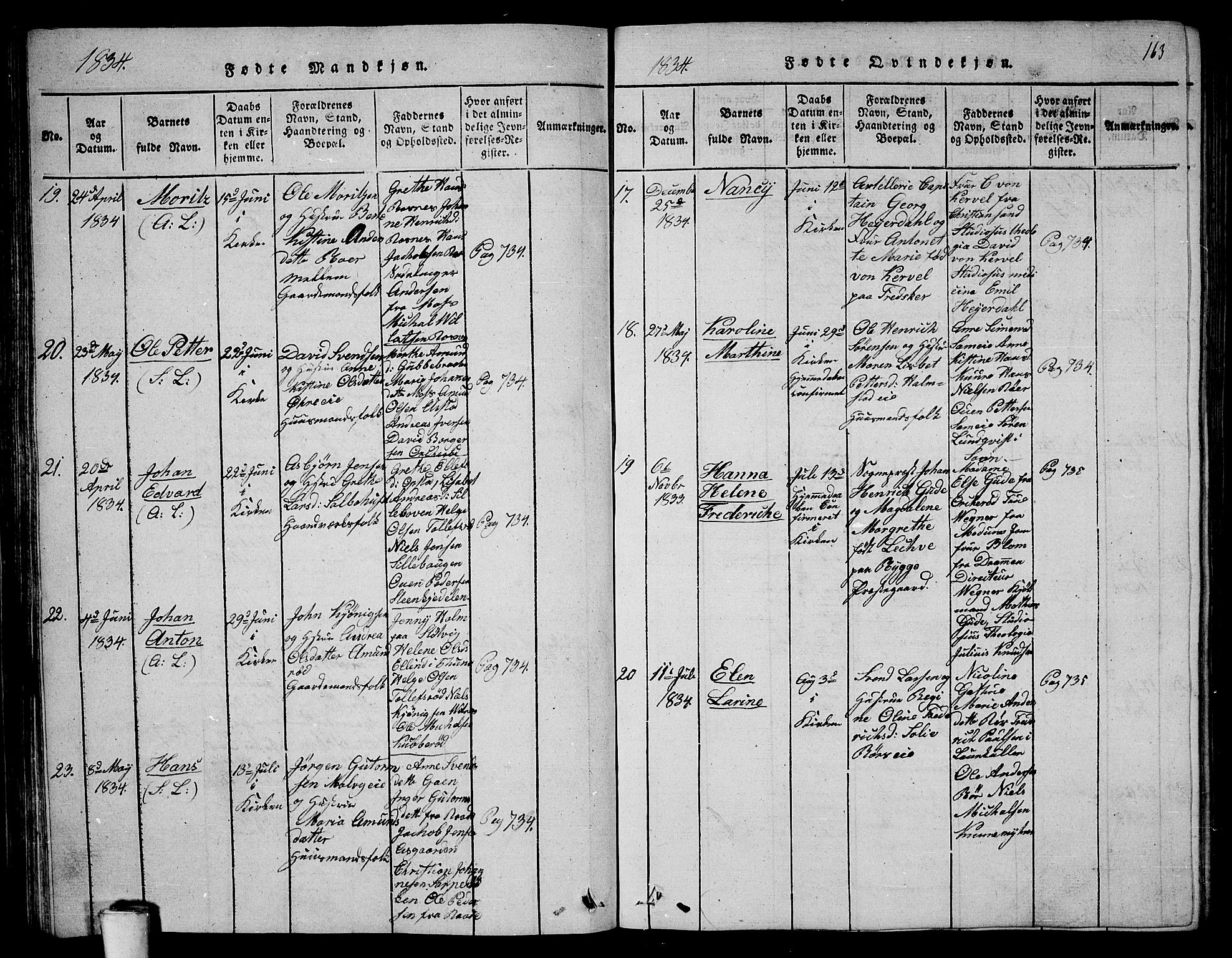 Rygge prestekontor Kirkebøker, SAO/A-10084b/G/Ga/L0001: Parish register (copy) no. 1, 1814-1871, p. 162-163