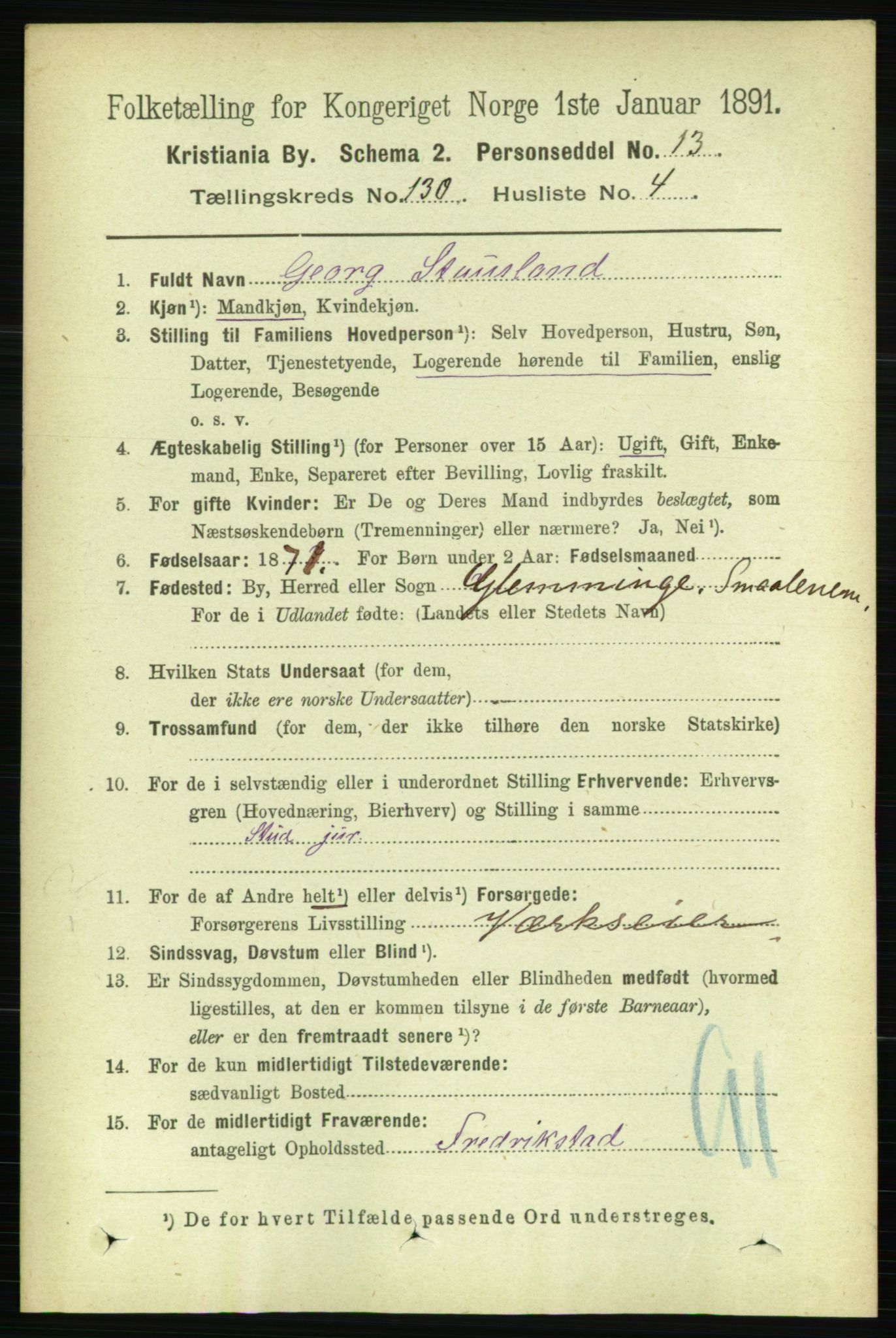 RA, 1891 census for 0301 Kristiania, 1891, p. 70106