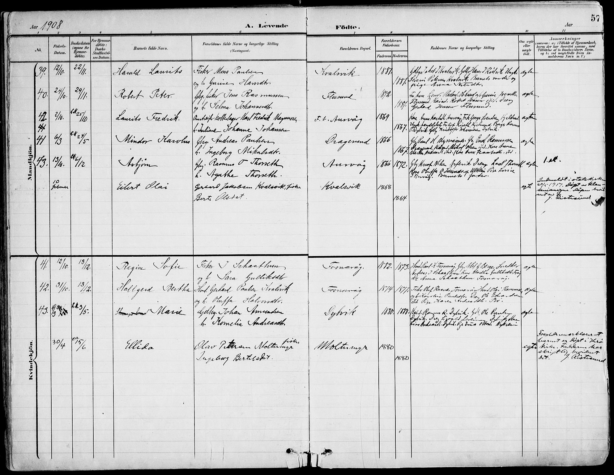 Ministerialprotokoller, klokkerbøker og fødselsregistre - Møre og Romsdal, AV/SAT-A-1454/507/L0075: Parish register (official) no. 507A10, 1901-1920, p. 57